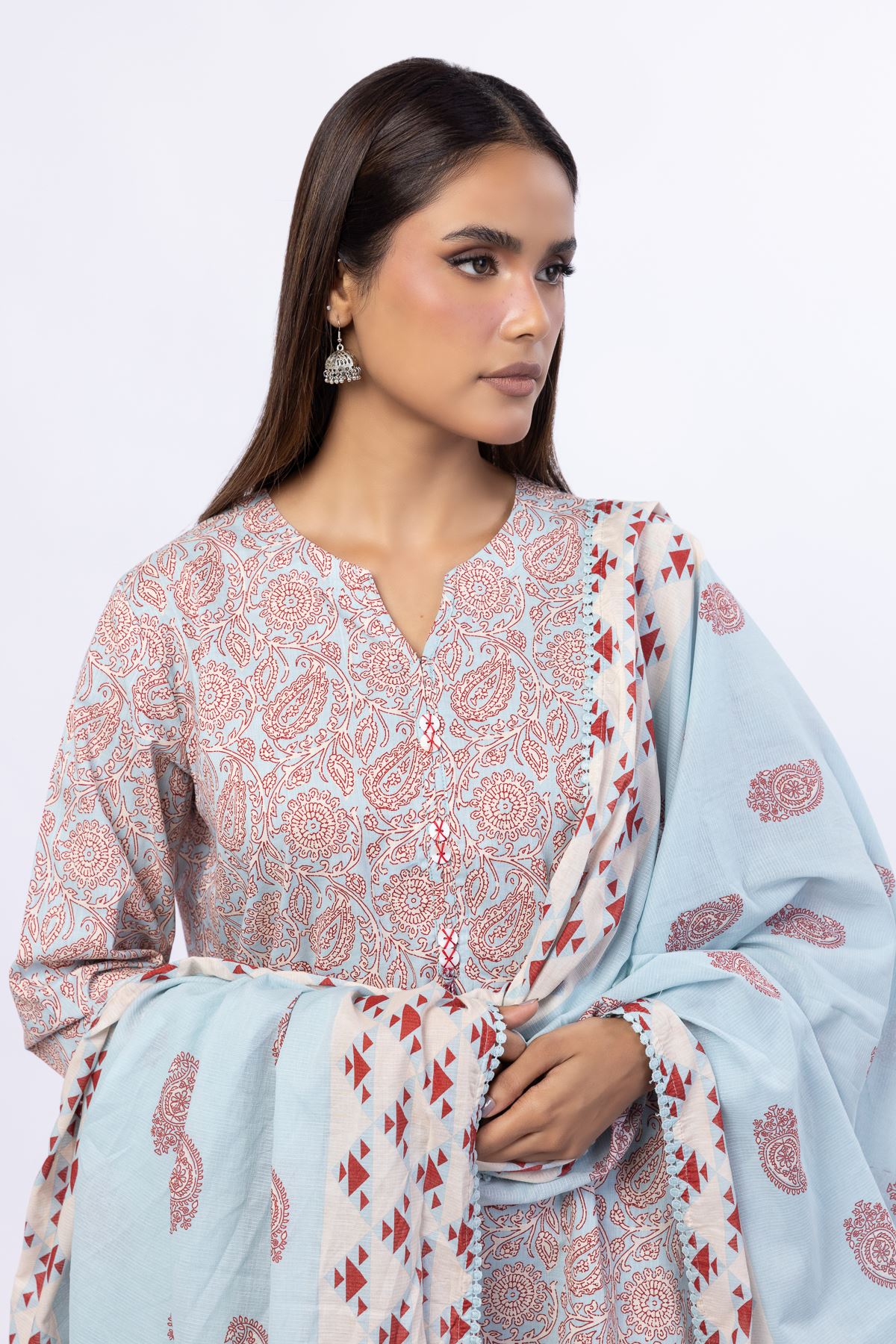 Printed Slub Lawn Dupatta - 25-09-9S2-07BA-VG