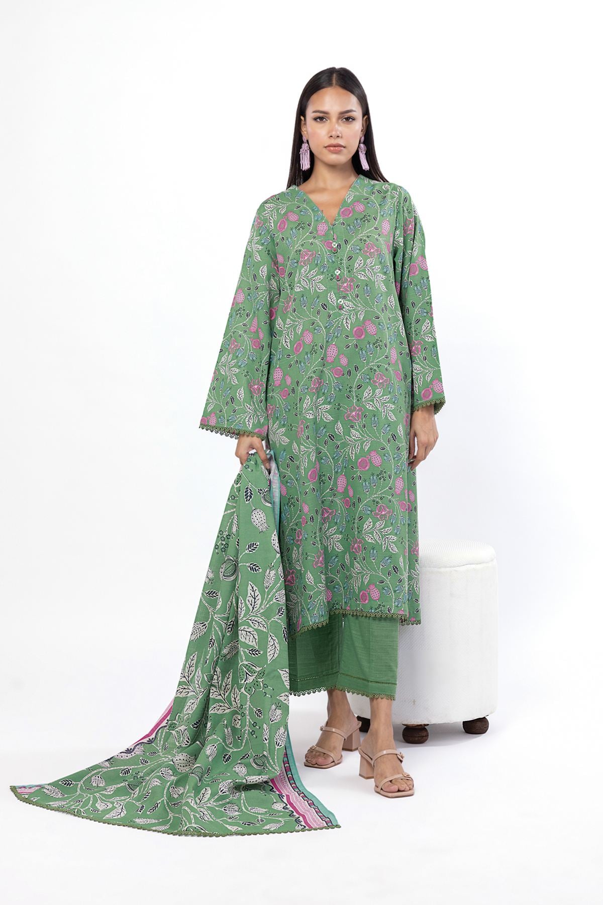 Printed Khaddar Fabrics 3 Piece - MT23A-VG