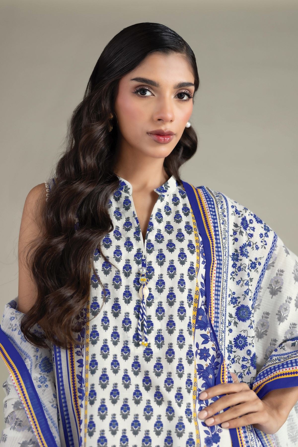 Printed Cambric Three Piece Suit - 25-12-12S4-10TA-VG