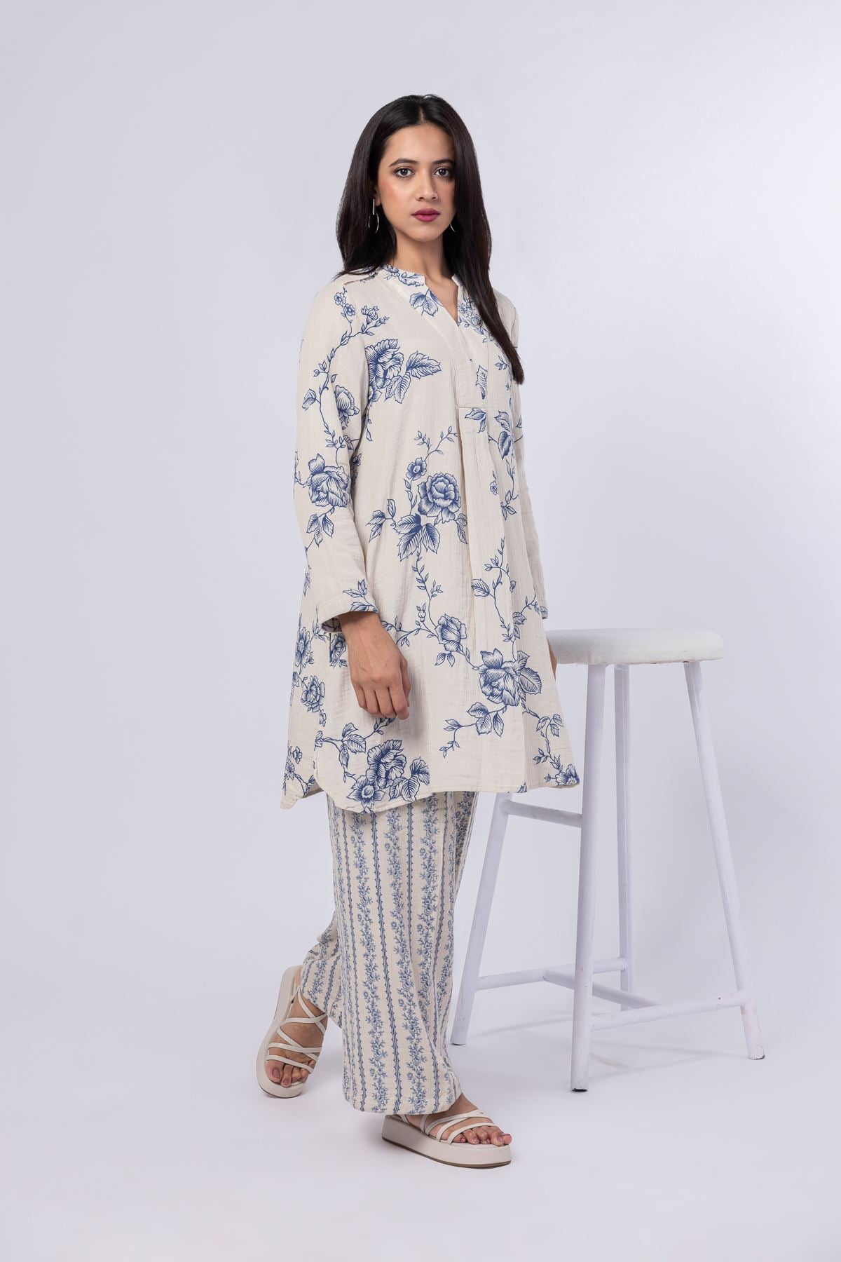 Printed Cheese Cloth Pants - 25-10-10S6-07TB-VG