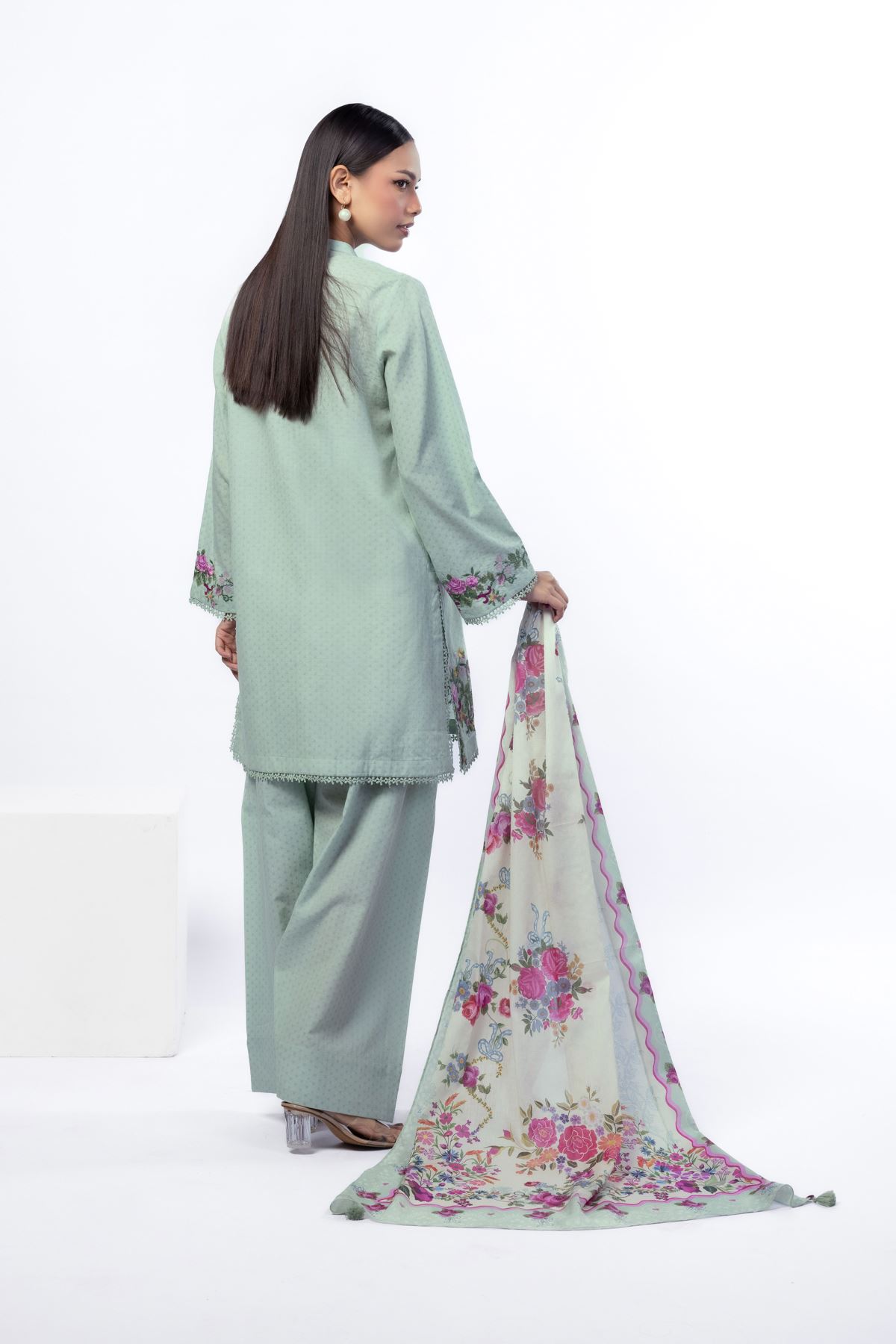 Embroidered Cotton Dobby Tailored 3 Piece - T-A33-26-106FC-VG