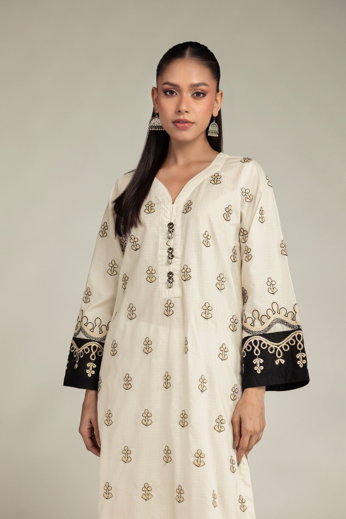 Embroidered Cotton Dobby Cotton Dobby Kurta - 2-26-201-A-C-VG