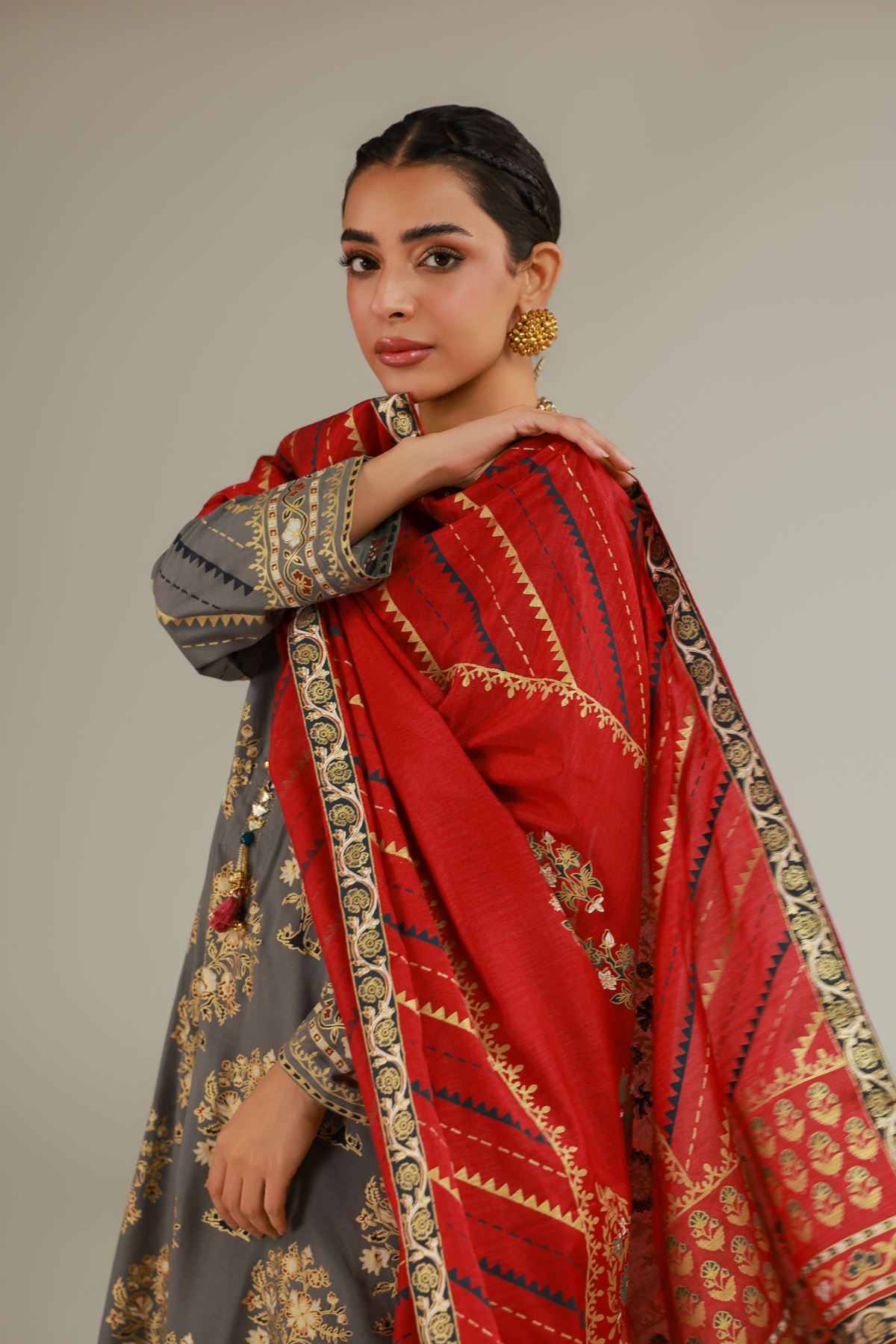 Raw Silk 3 Piece Co-ord Set - 1-26-144-A-A-VG