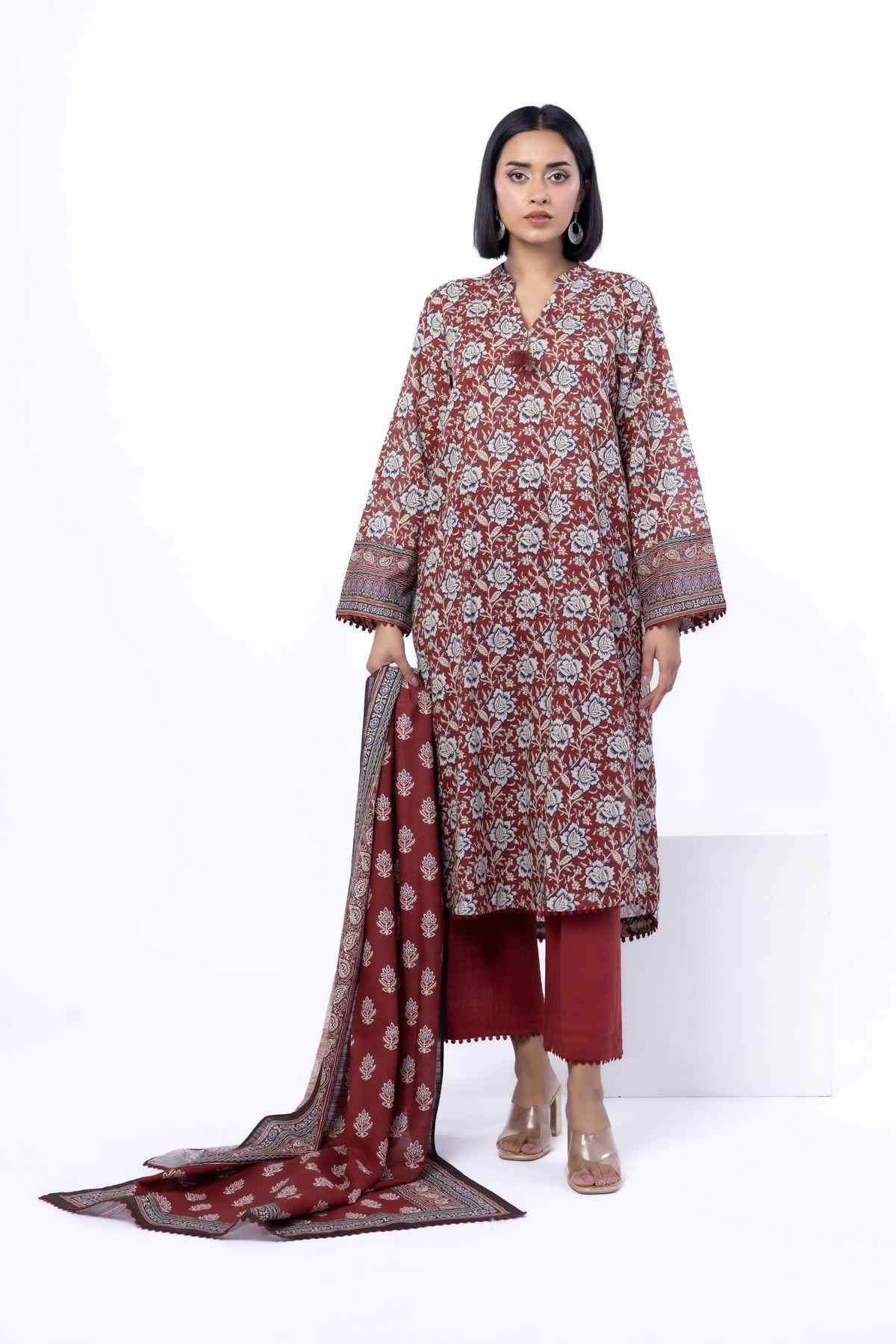 Printed Light Khaddar Fabrics 3 Piece - LK04A-VG