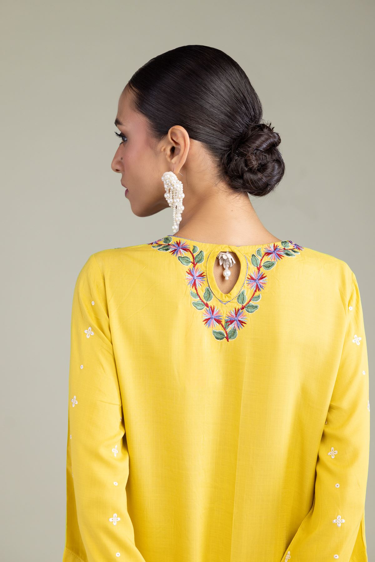 Embroidered Raw Silk Floral Silk Kurta - 1-26-206-A-H1-VG