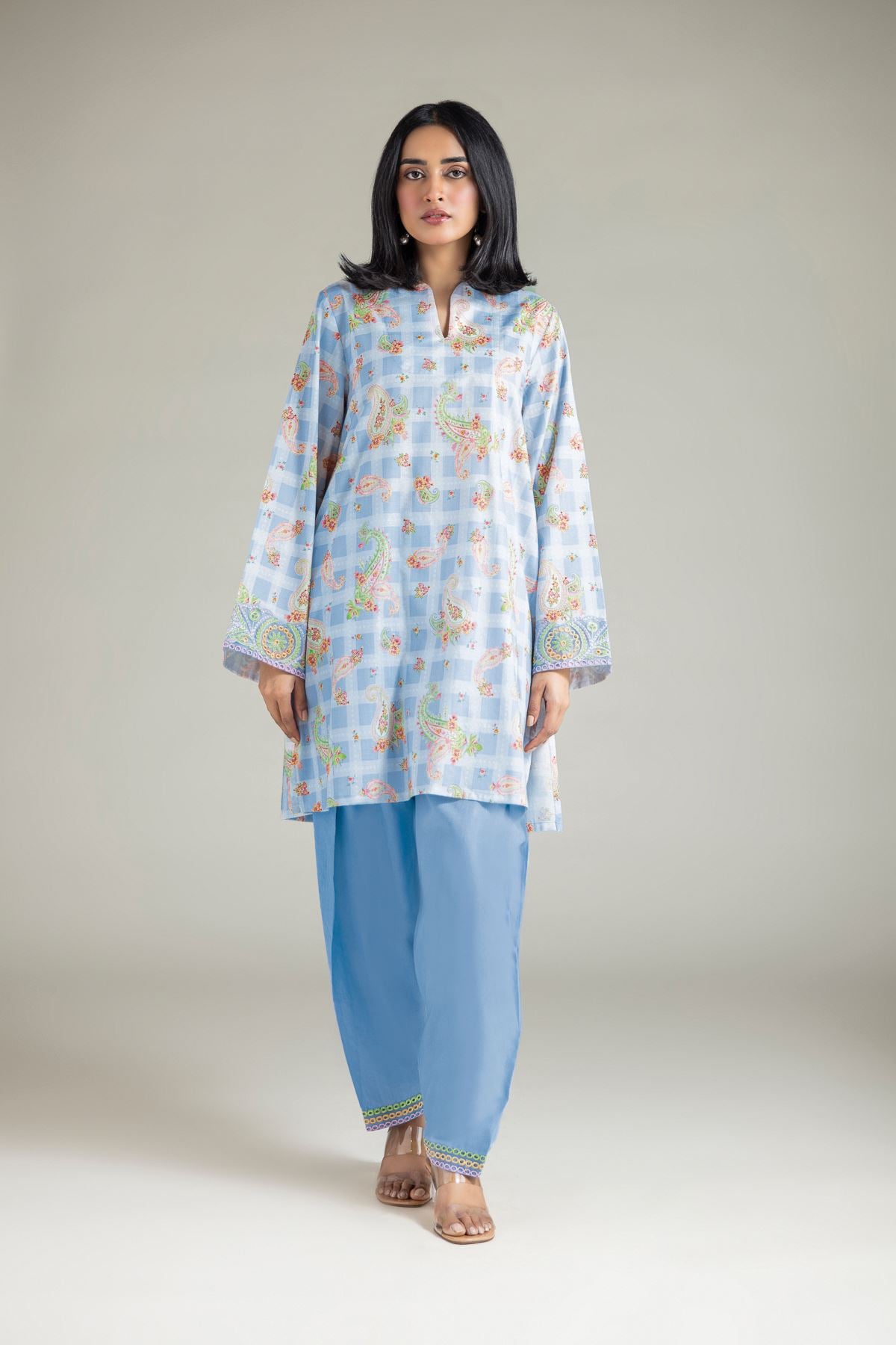 Embroidered Textured Lawn Fabrics 2 Piece | Top and Bottom - A112-26-120EA2-VG