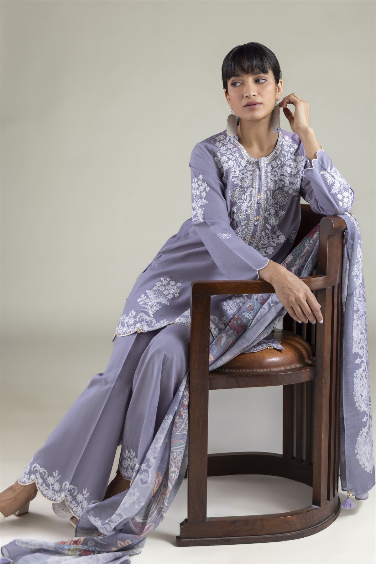 Embroidered Cambric Tailored Cambric 3-Piece - 6-26-204-A-H2-VG