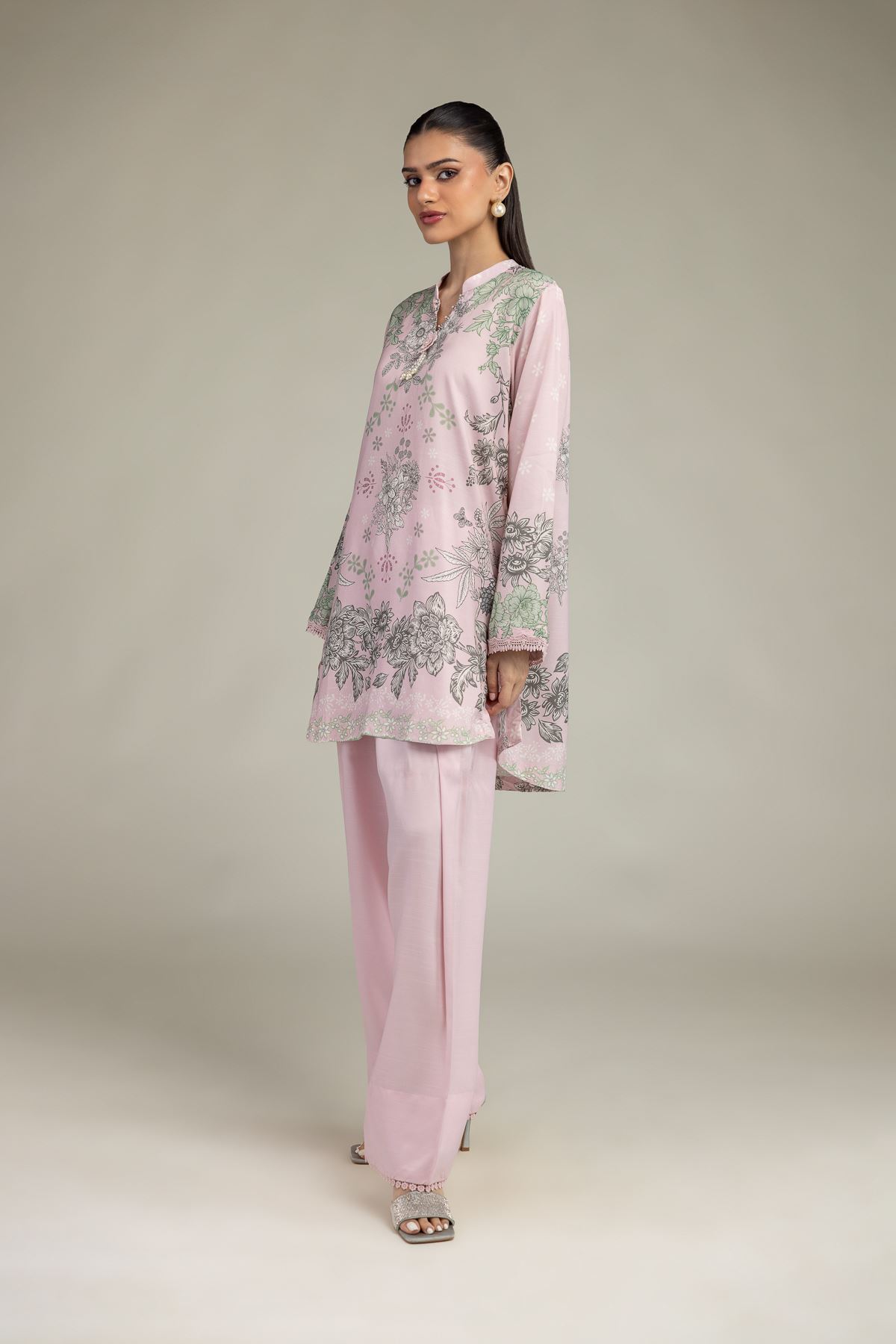 Embroidered Raw Silk Floral Silk Kurta - 2-26-201-A-C-VG