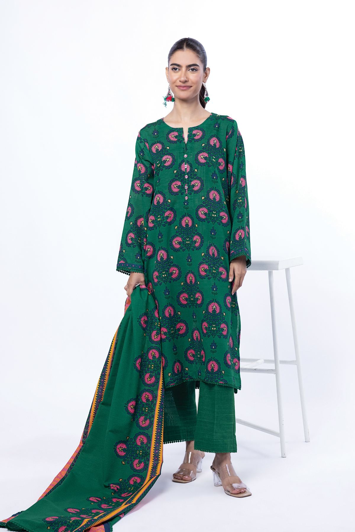 Printed Light Khaddar Fabrics 3 Piece - CHD25A-VG