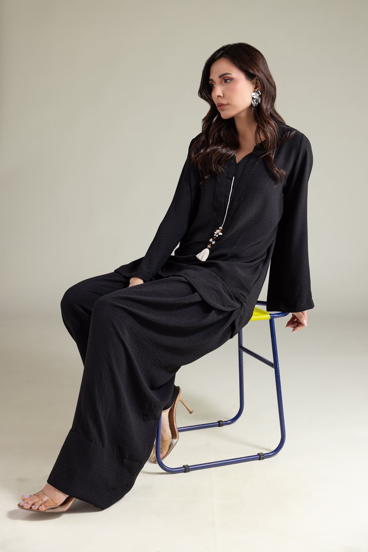 Dyed Textured Georgette Solid Black Kurta - 1-26-228-A-I2-VG
