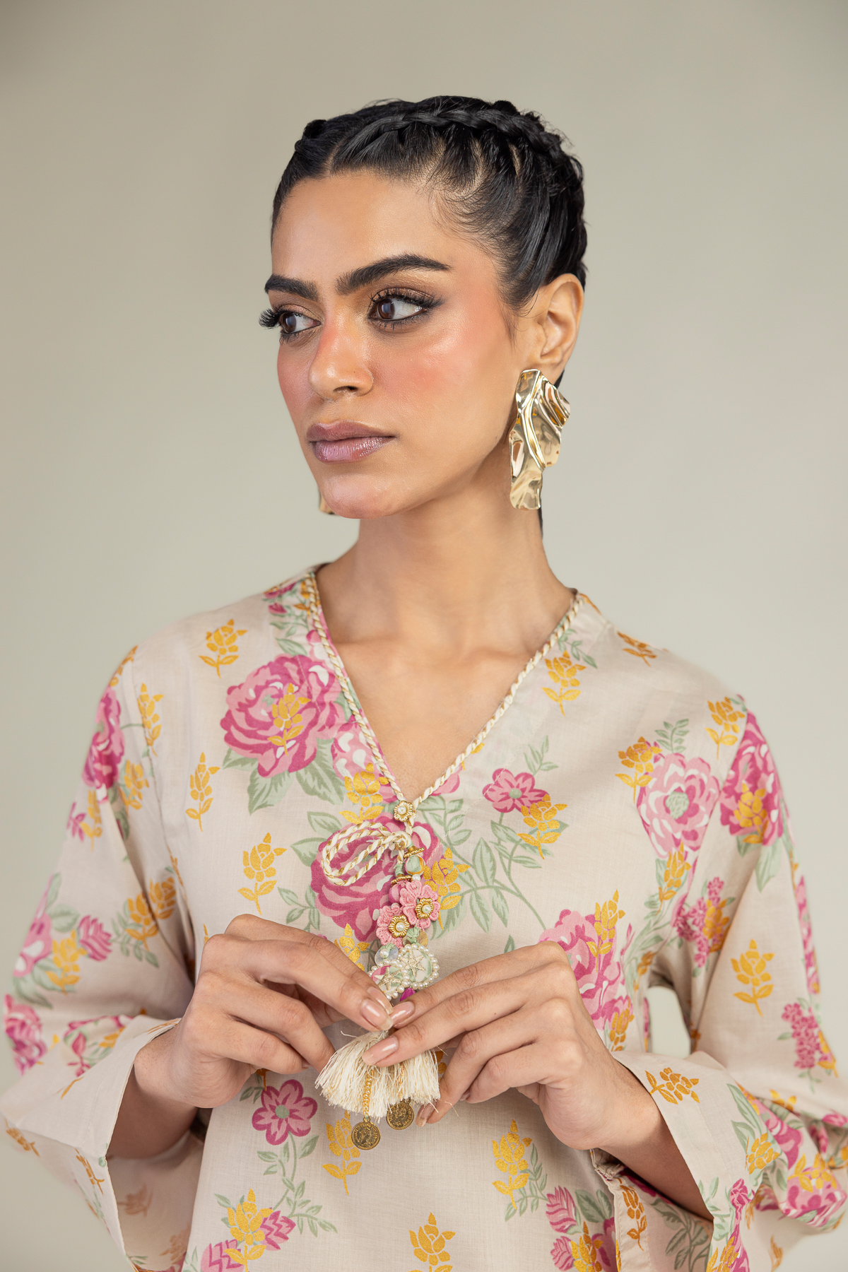 Printed Cambric Floral Cambric Kurta - 1-26-236-A-I2-VG