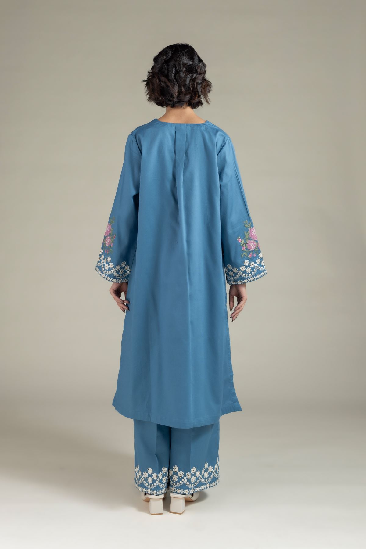 Embroidered Textured Cotton Kurta - OTD4-EX22-10TA-VG