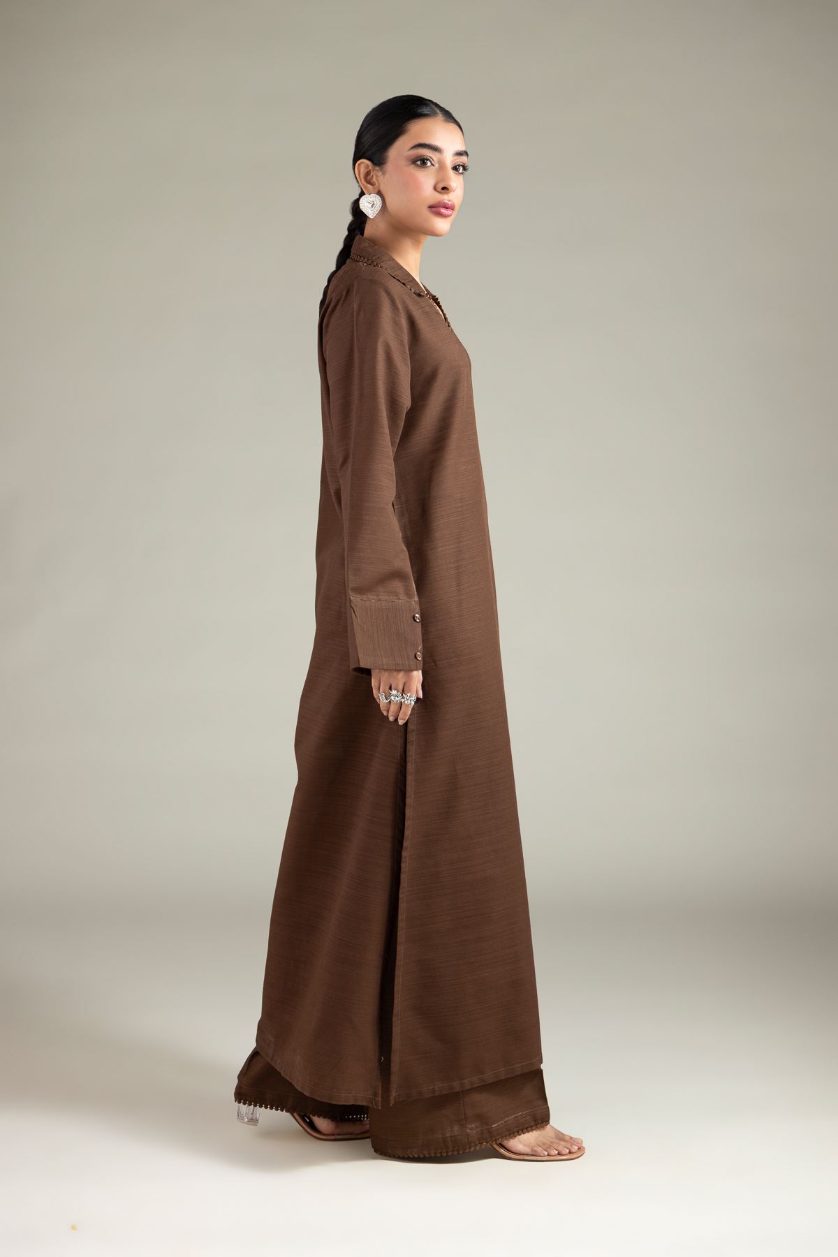 Dyed Textured Cotton Wing Collar Kurta - 1-26-109-A-I-VG