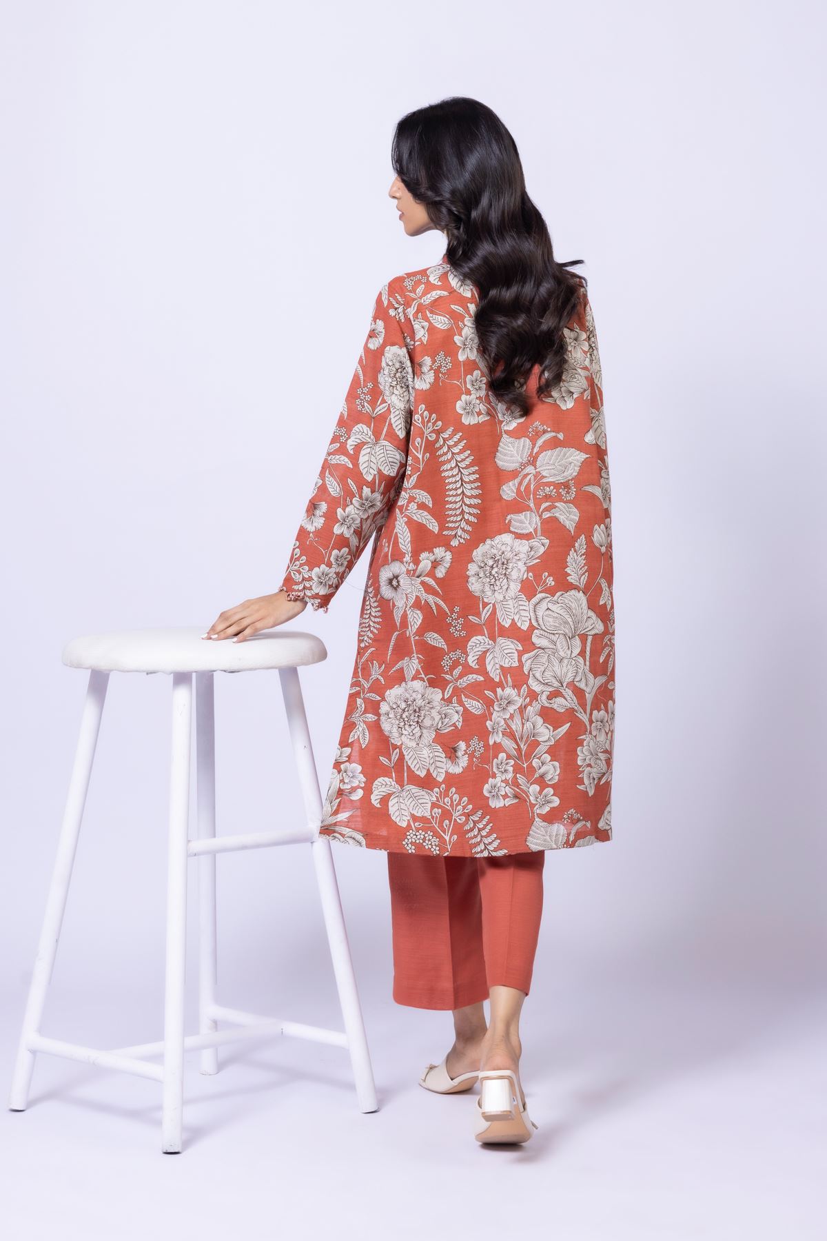Printed Textured Cotton Kurta - 25-10-11E4-04TB-VG
