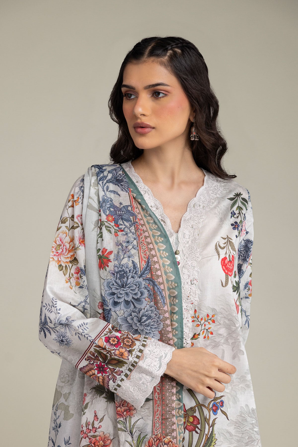 Embroidered Cambric Fabrics 3 Piece - T-A33-26-207FD1-VG