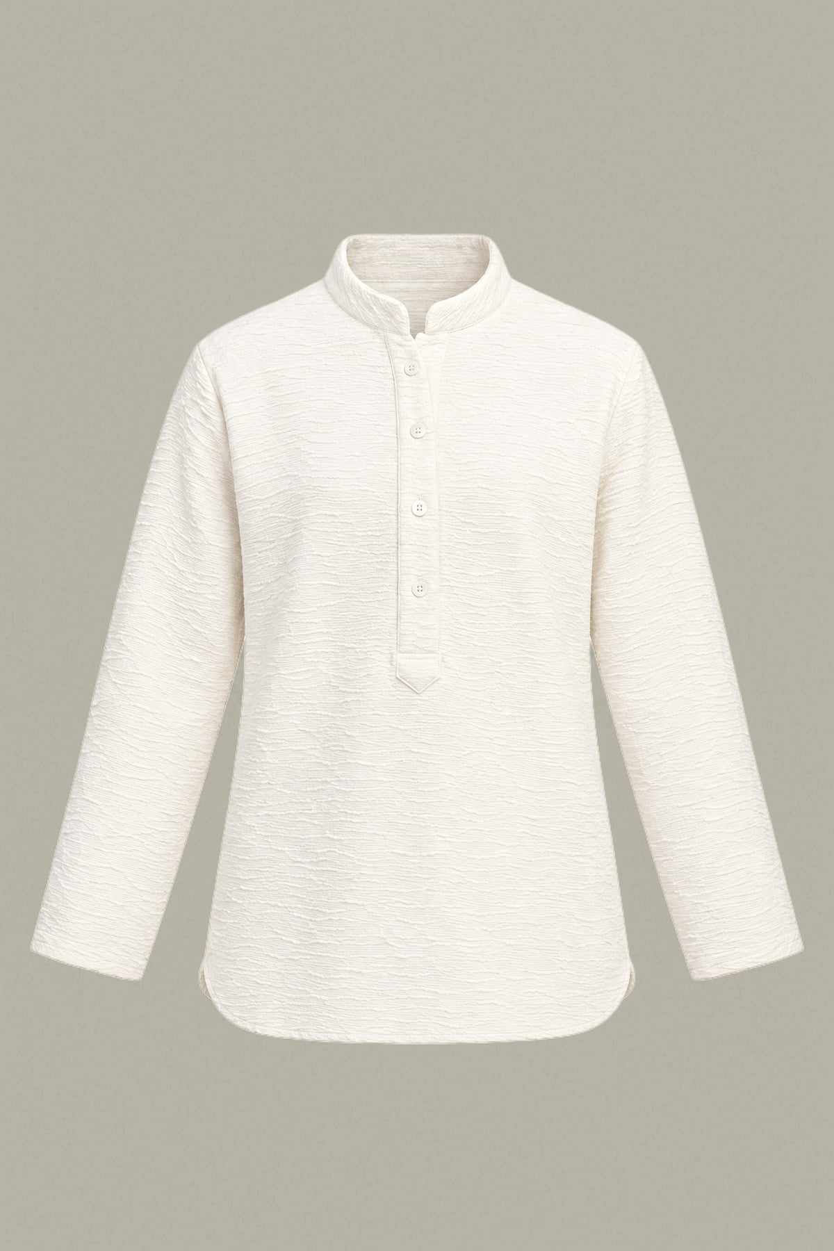 Dyed Textured Cotton Off-White Solid Sweatshirt - 2-26-308-A-G1-VG