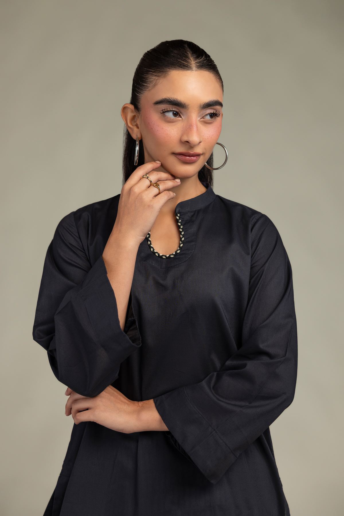 Printed Cambric Solid Cambric Kurta - 12-26-301-A-E1-VG