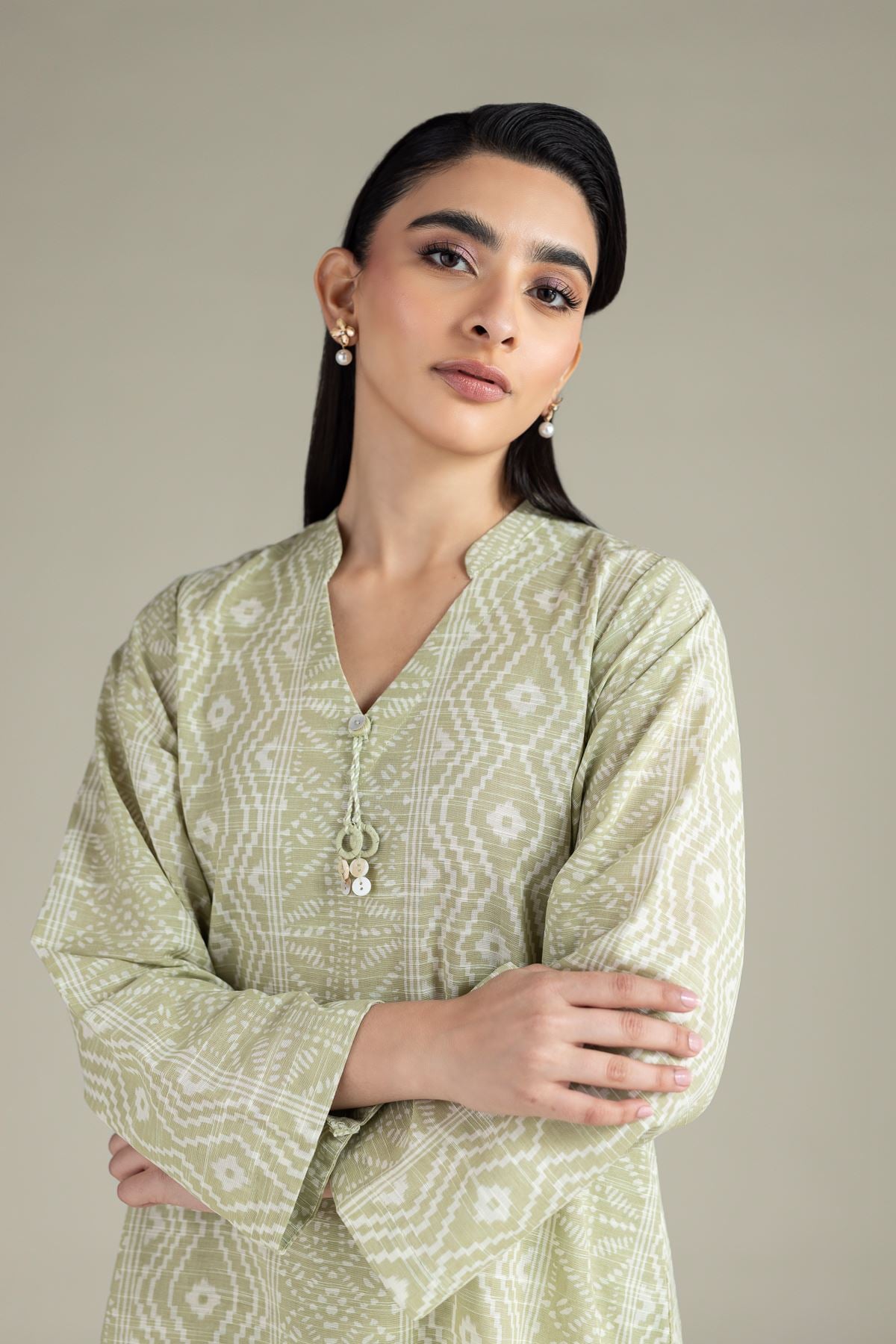 Printed Textured Cotton Kurta - OTD4-EX22-10TA-VG