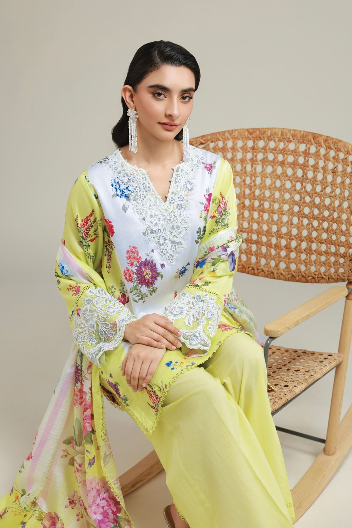 Printed Satin Tailored 3 Piece - T-A22-26-109FA1-VG