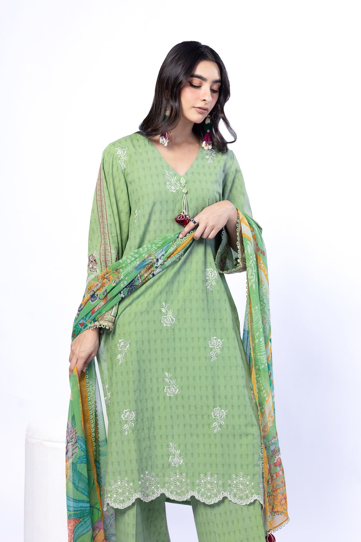 Embroidered Cotton Dobby Tailored 3 Piece - T-A33-26-105FG-VG