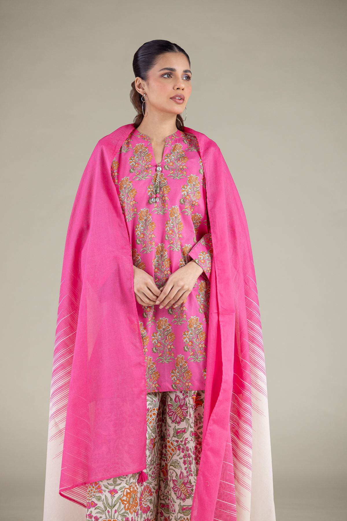 Printed Lawn Summer Solid Dupatta - 1-26-119-C-E-VG