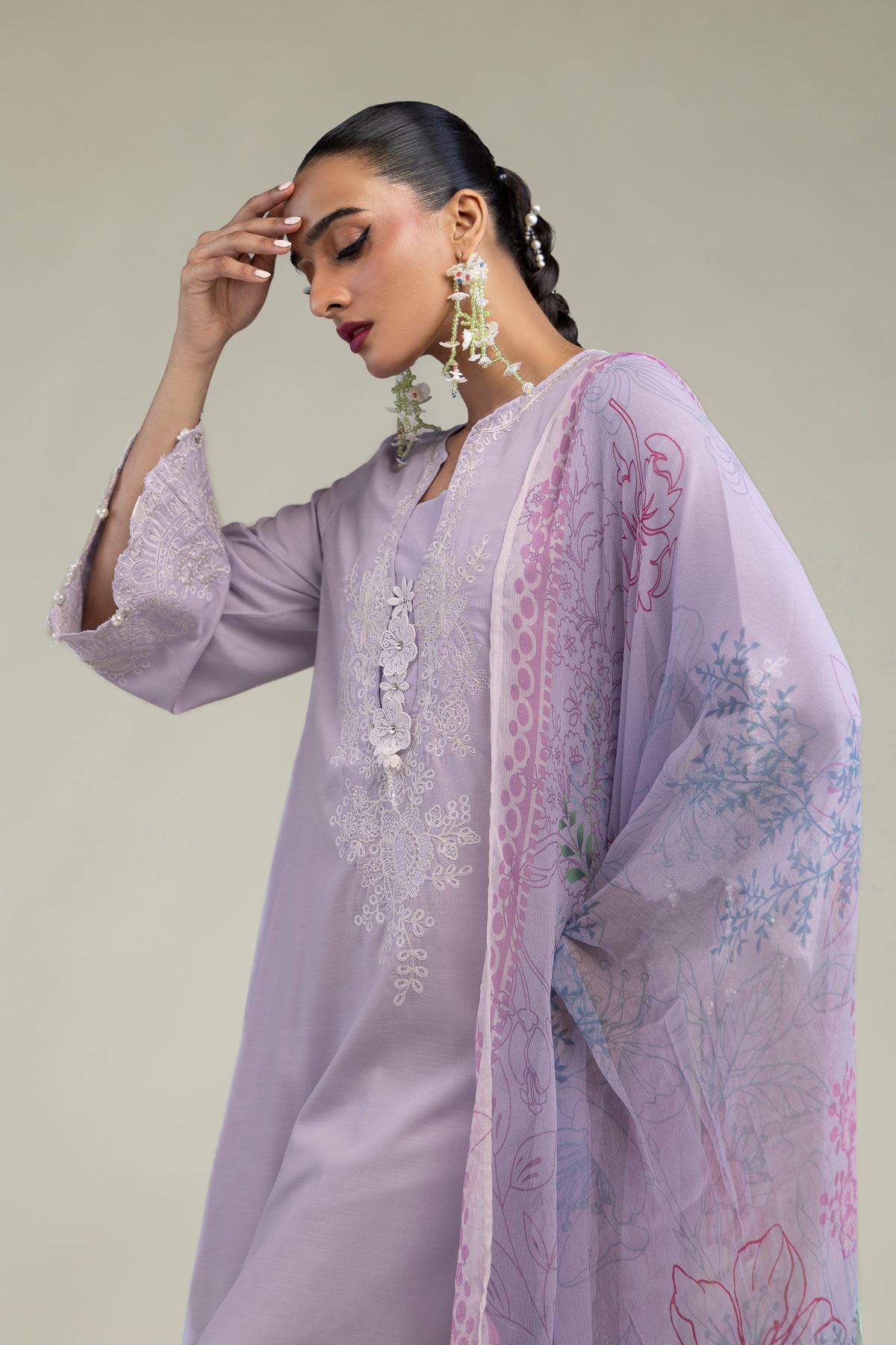 Embroidered Chiffon Chiffon Floral Dupatta - 1-26-102-A-D-VG