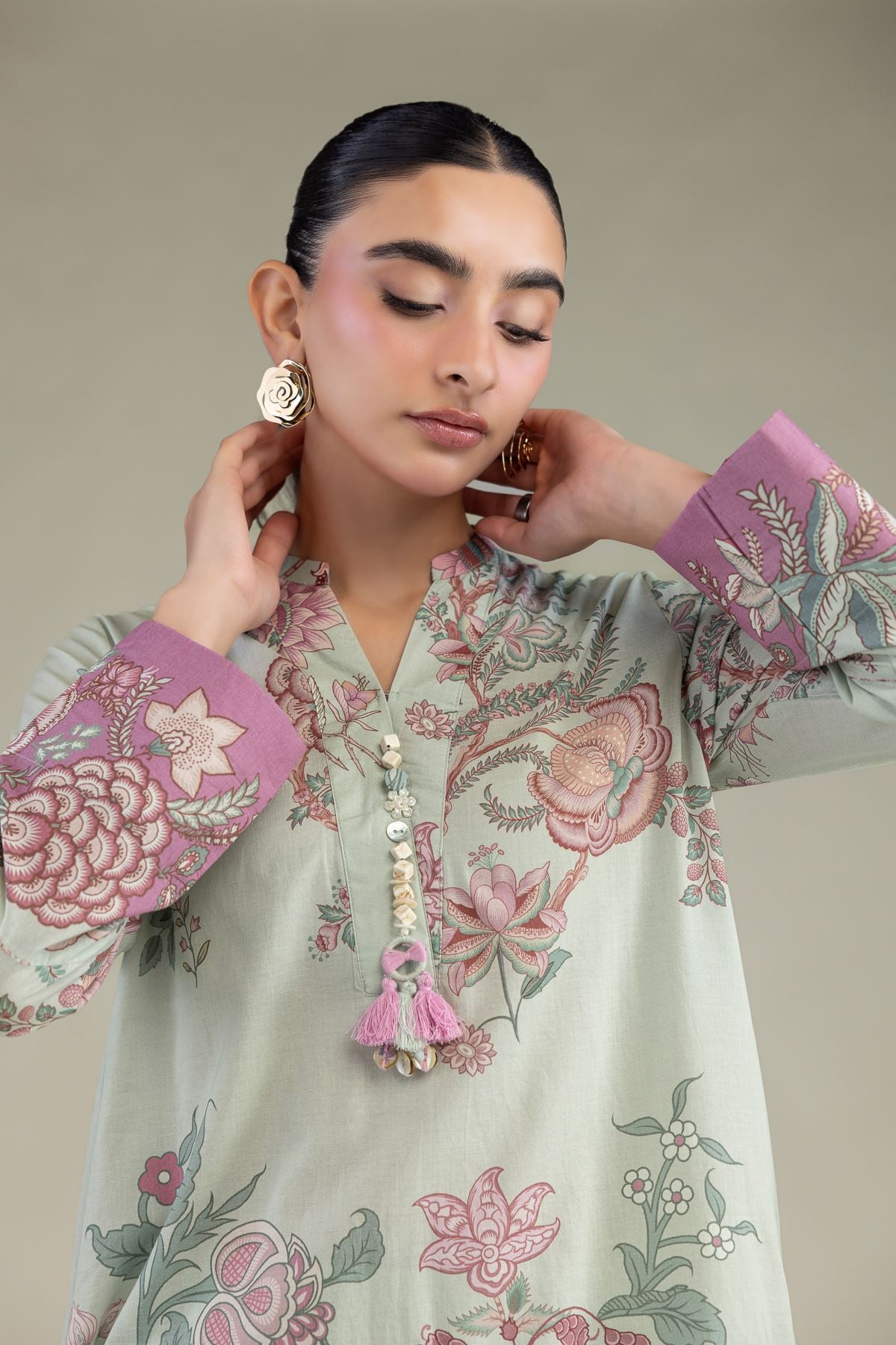 Printed Cambric Floral Cambric Kurta - 1-26-316-A-D1-VG