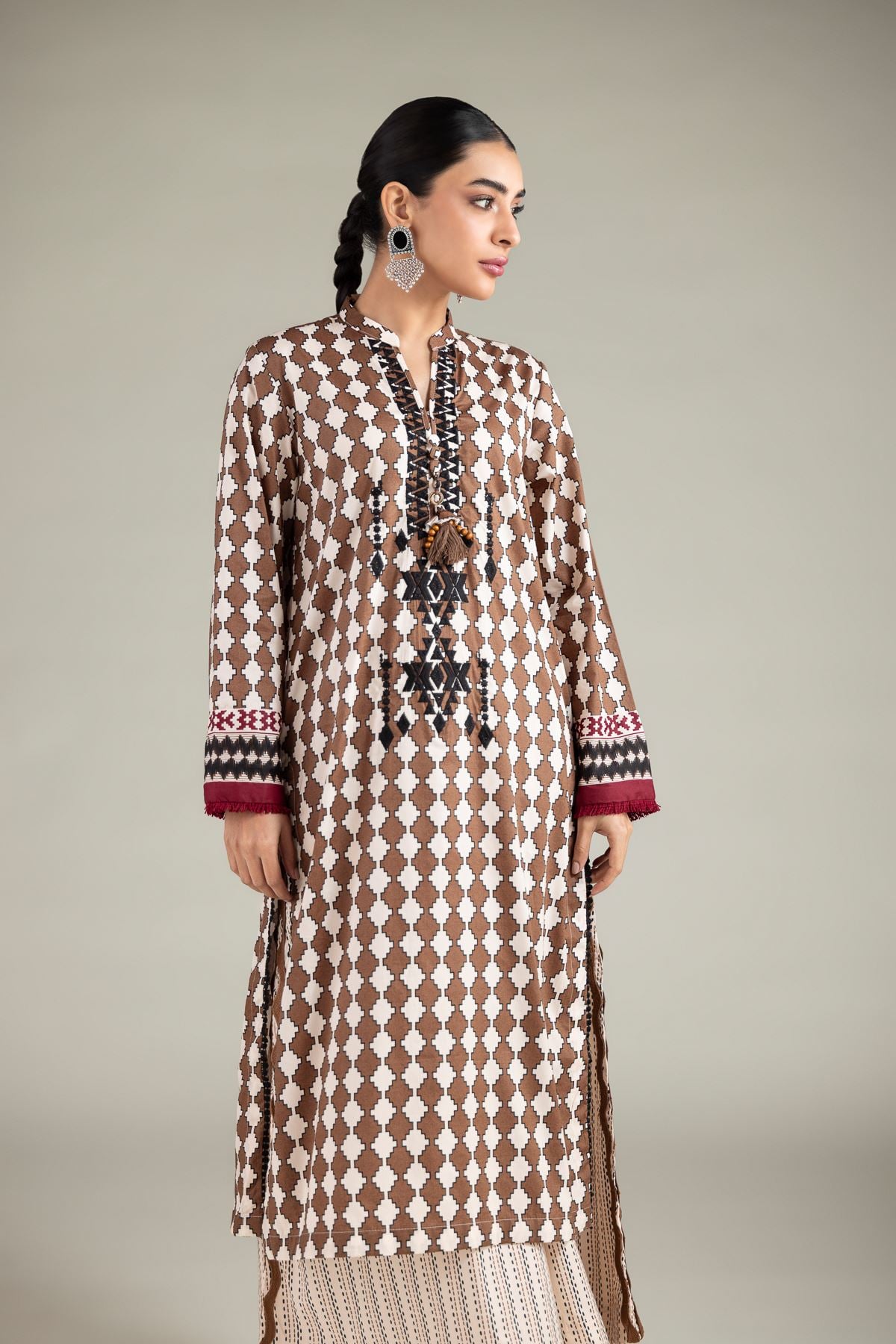 Embroidered Cotton Viscose Kurta - 1-26-125-A-D-VG