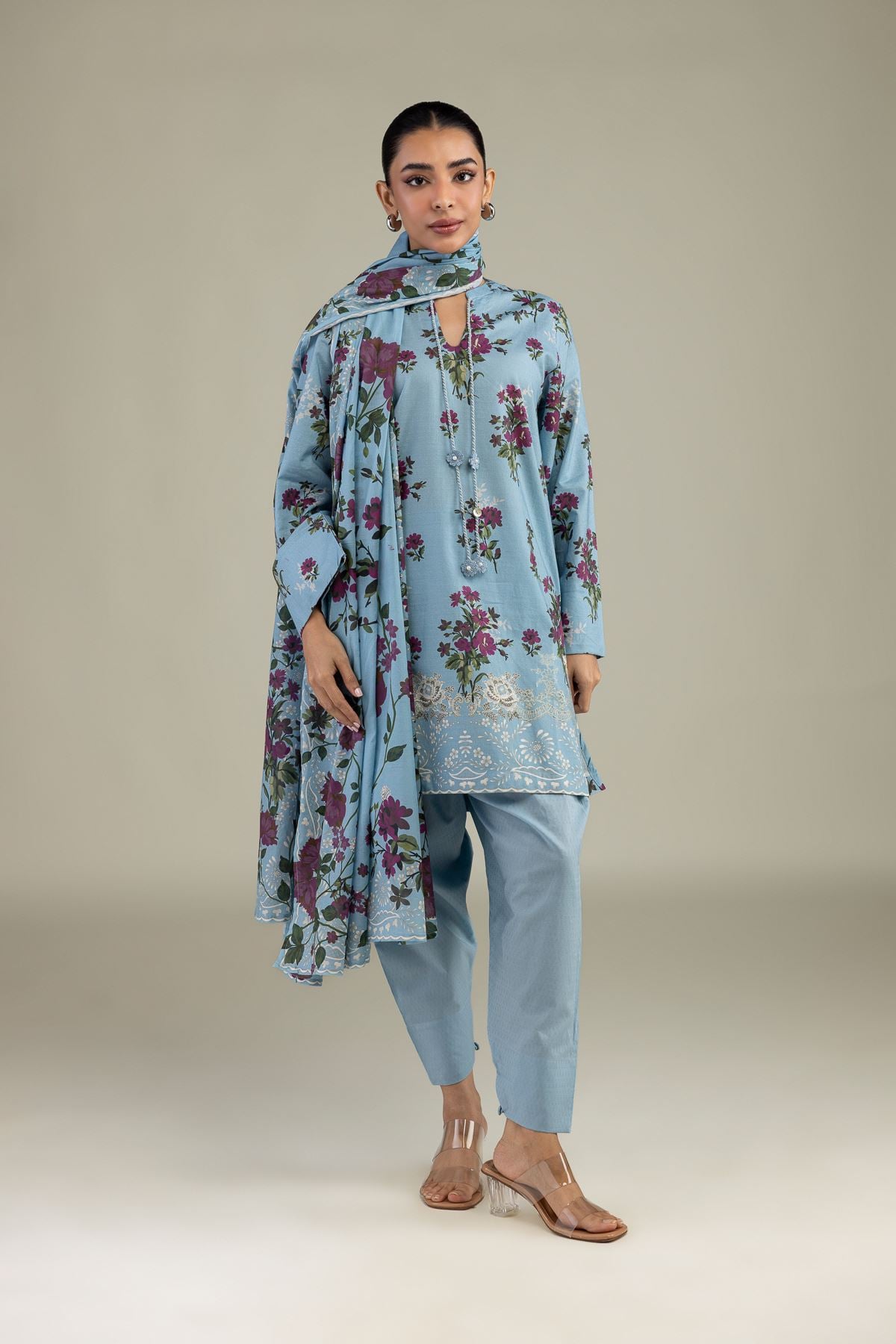 Printed Cotton Dobby Solid Cotton Shalwar - 1-26-102-A-F-VG