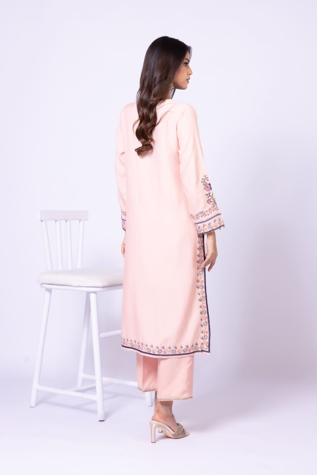 Embroidered Raw Silk Kurta - 25-10-10S4-02TA-VG