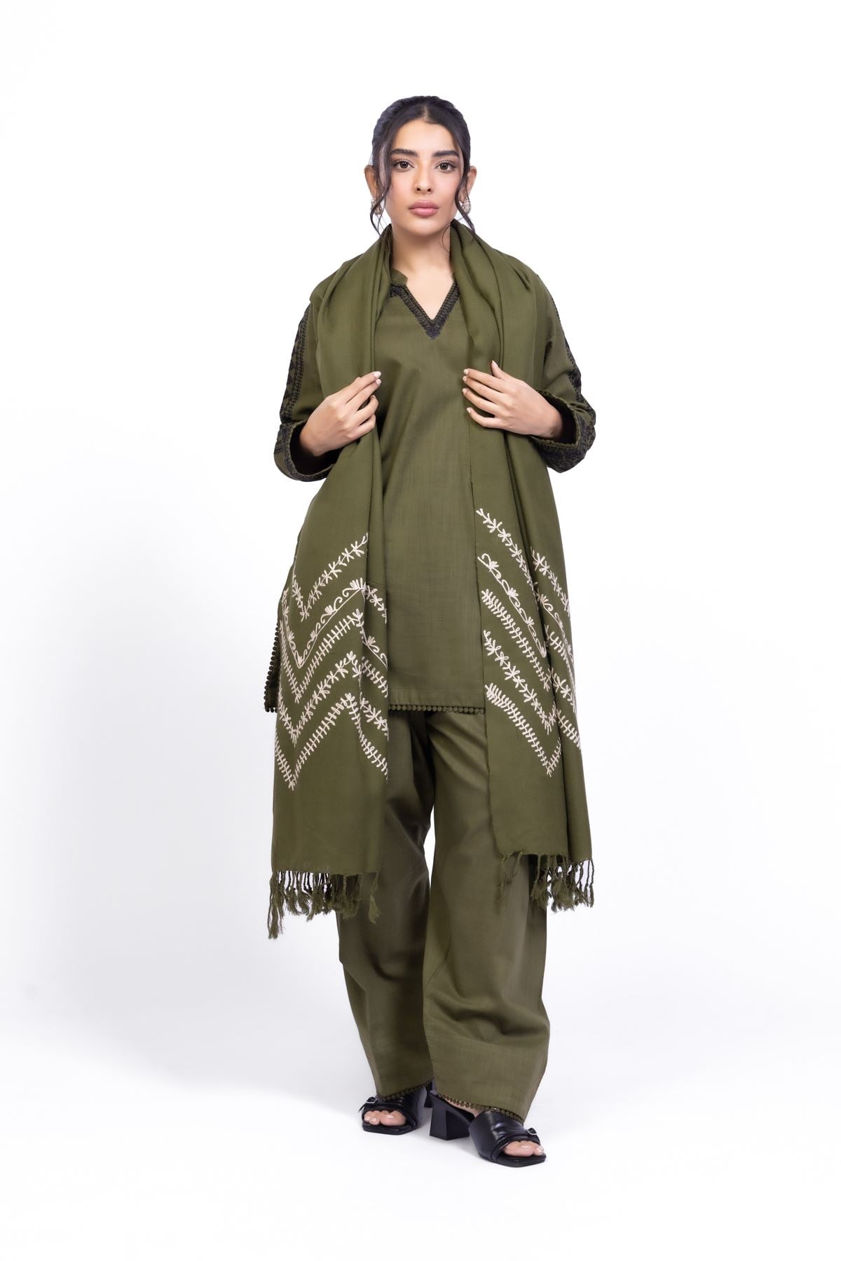 Dyed Heavy Textured Cotton Shalwar - 25-08-12E8-04TA-VG