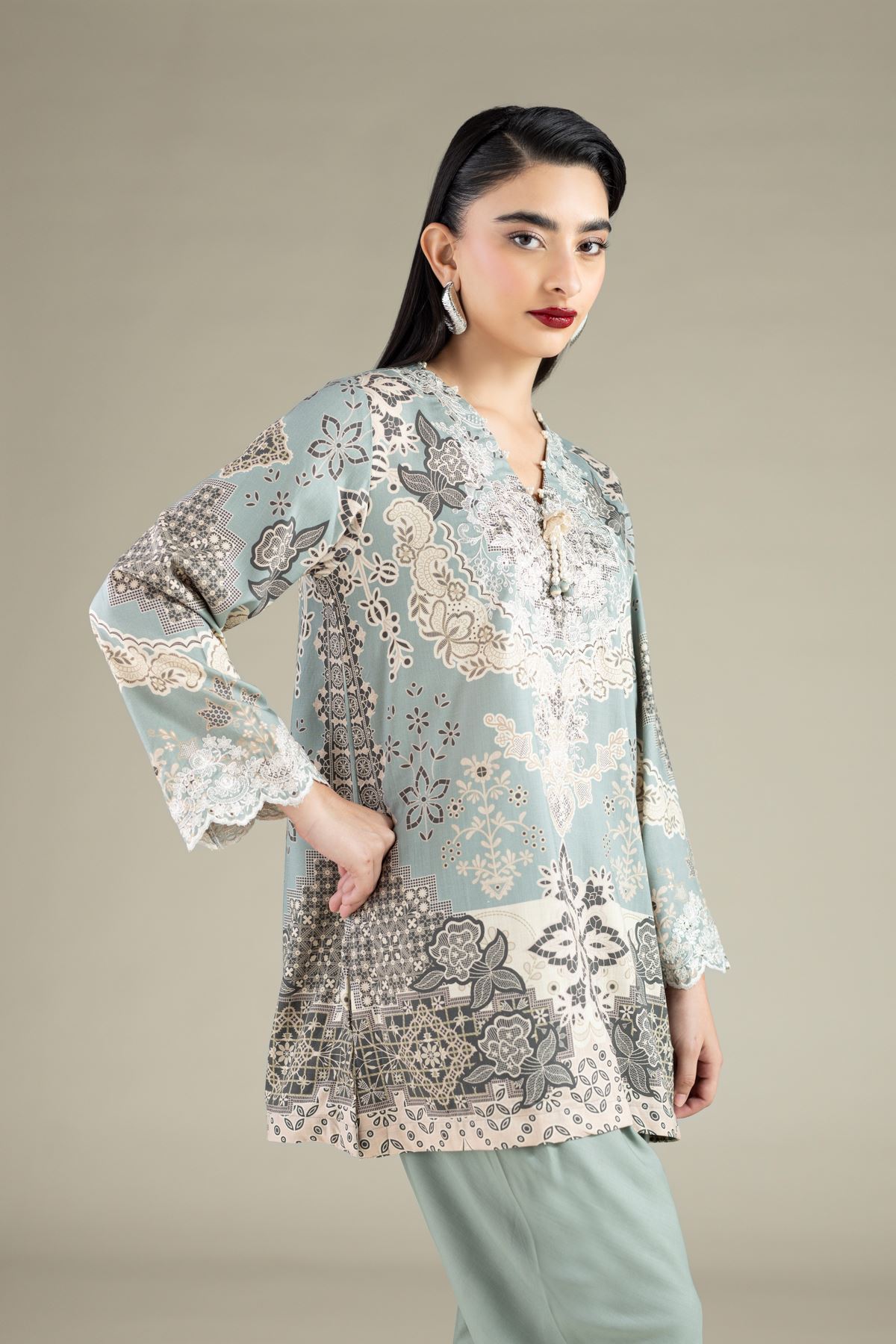 Embroidered Raw Silk Kurta - R-25-02E22-01TA-VG