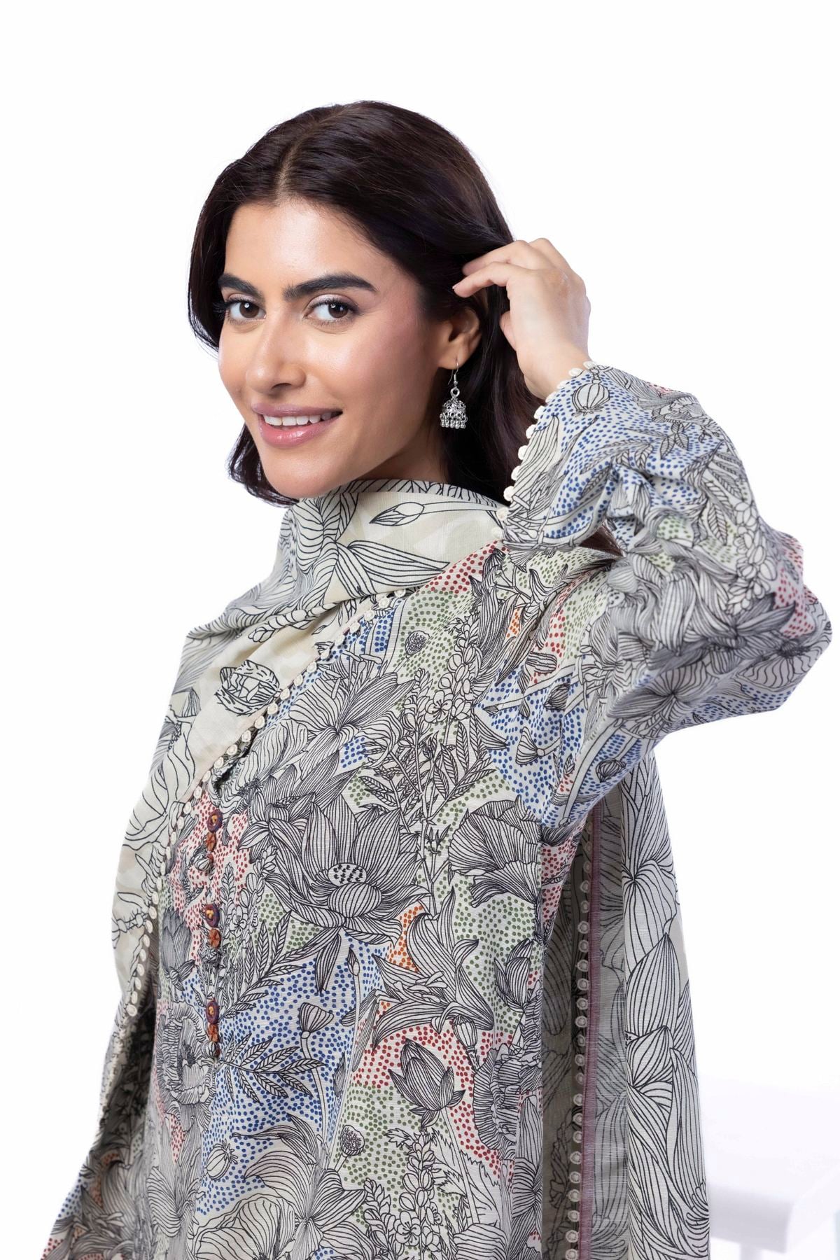 Printed Light Khaddar Fabrics 3 Piece - KN37YA-VG