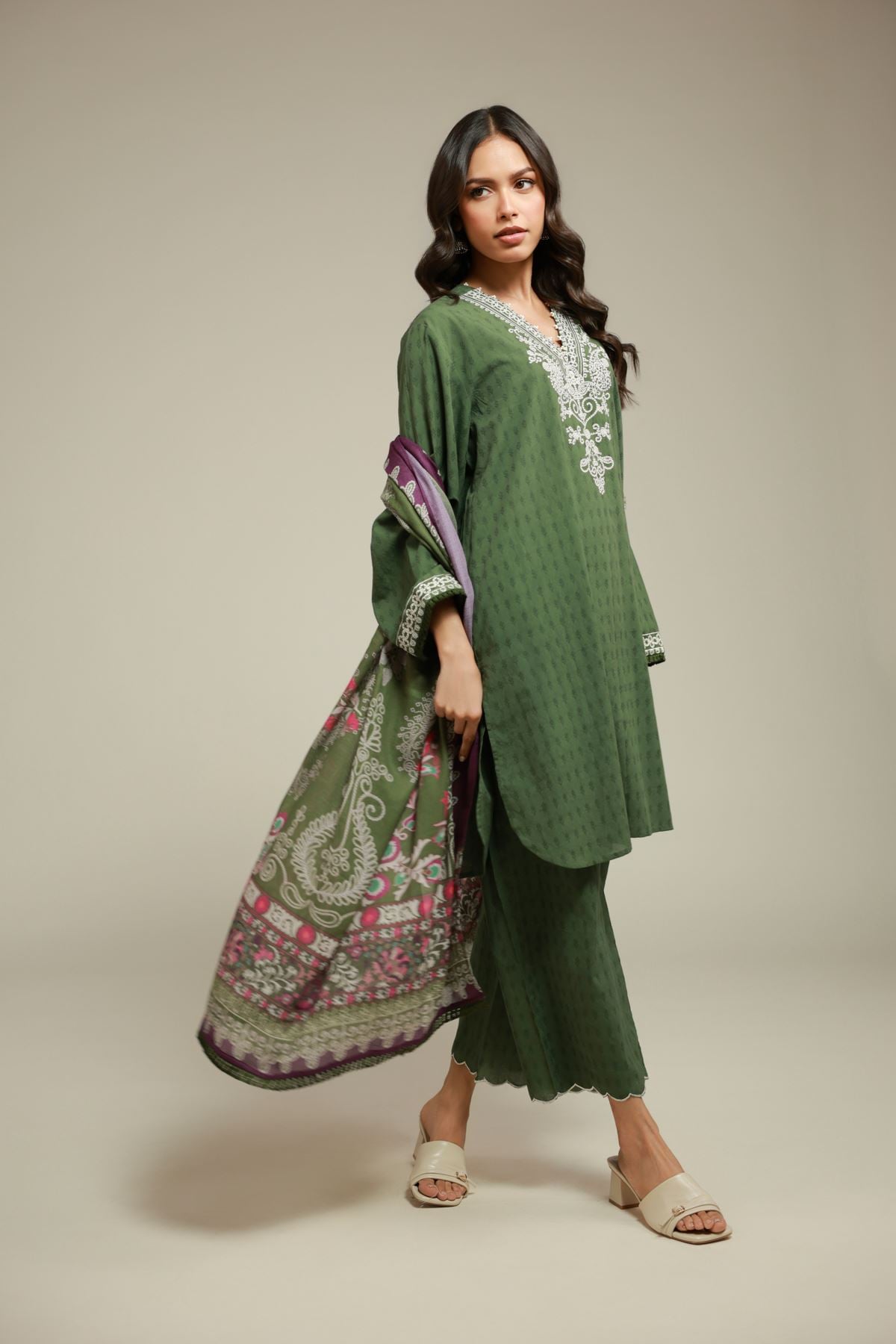 Embroidered Dobby 3-Piece Tailored Set - KW38A-VG