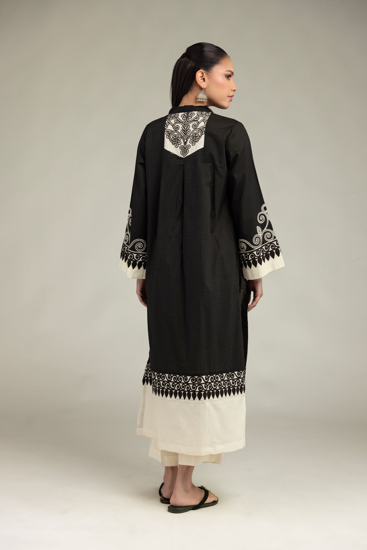 Embroidered Cotton Dobby Long Cotton Kurta - 1-26-203-A-H1-VG