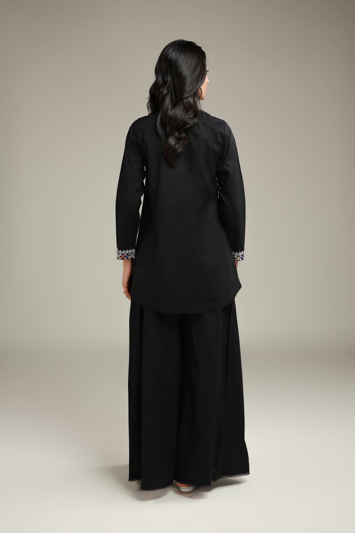 Embroidered Cambric Black Cambric Kurta - 1-26-129-A-E-VG