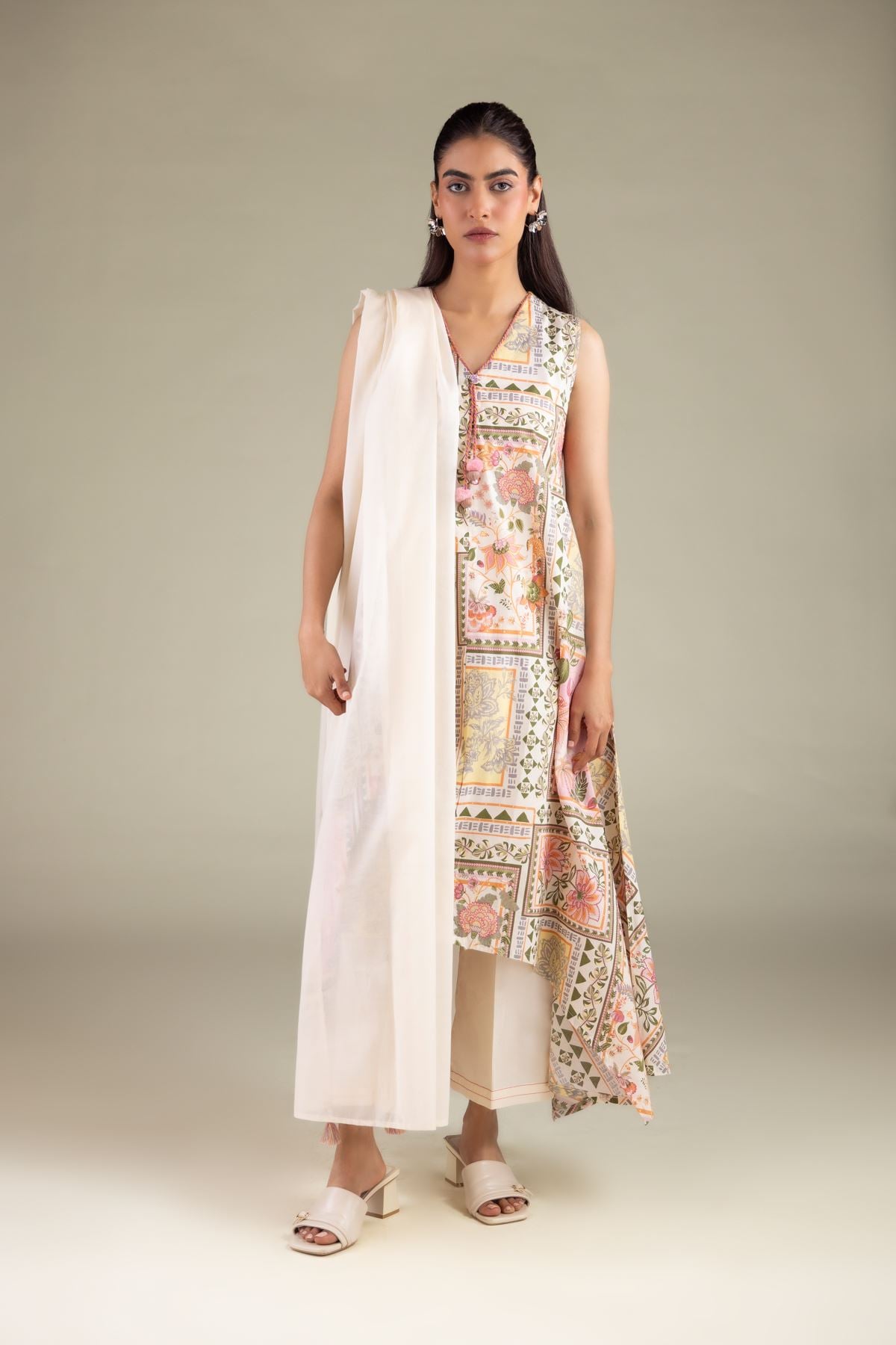 Printed Lawn Summer Solid Dupatta - 1-26-127-A-B-VG