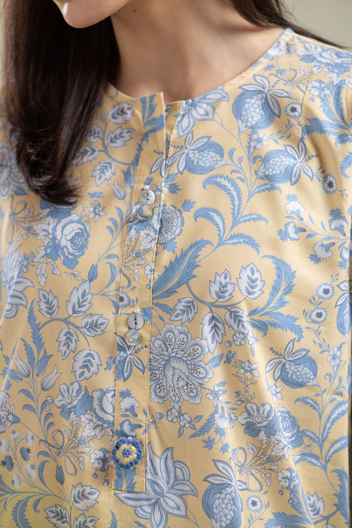 Printed Cotton Viscose Floral Cotton Kurta - 1-26-204-A-F1-VG