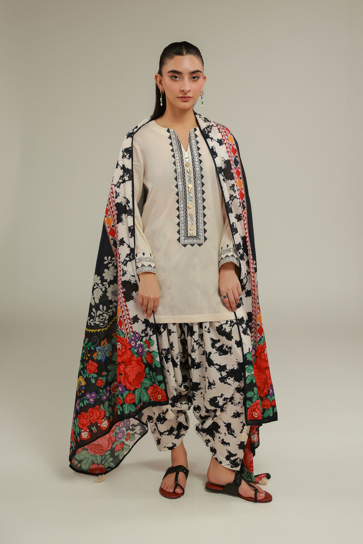 Embroidered Cotton Net Cotton Net Dupatta - 1-26-128-A-A-VG