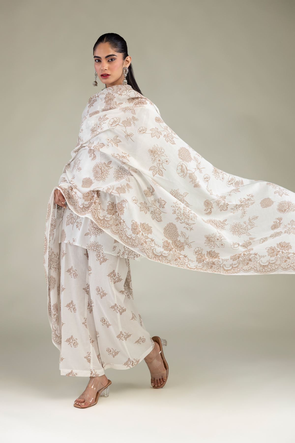 Embroidered Lawn Floral Lawn Dupatta - 1-26-102-A-F-VG