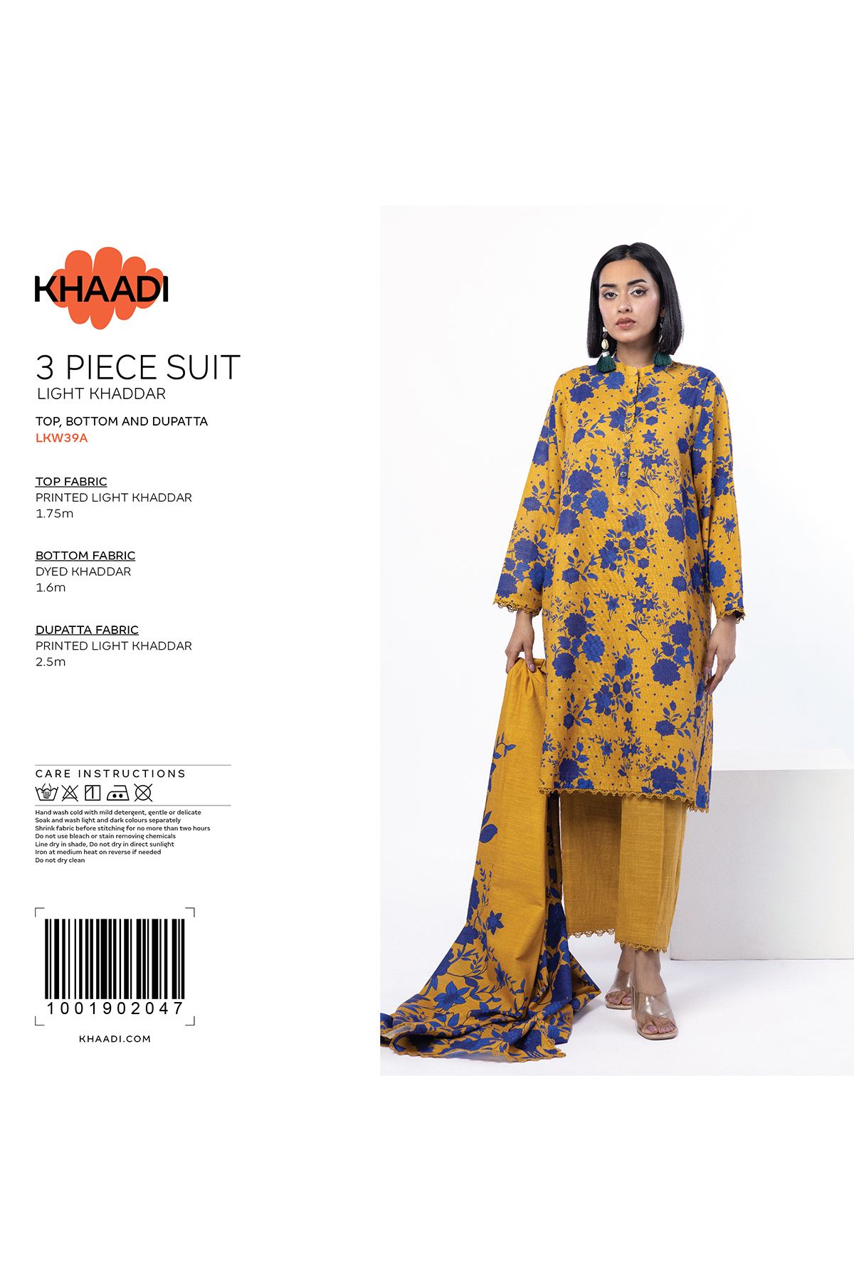 Printed Light Khaddar Fabrics 3 Piece - LKN66A-VG