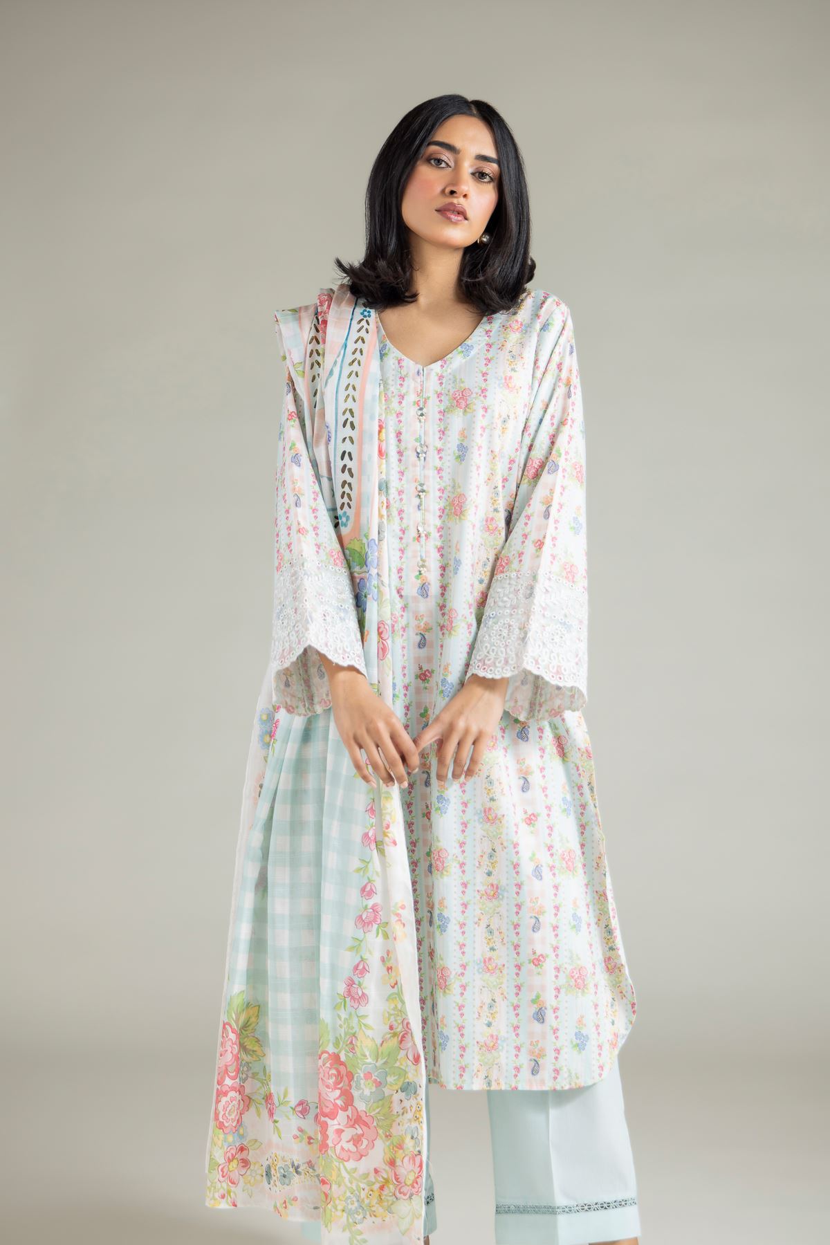 Embroidered Textured Lawn Tailored Lawn 3-Piece - 2-26-107-A-F-VG