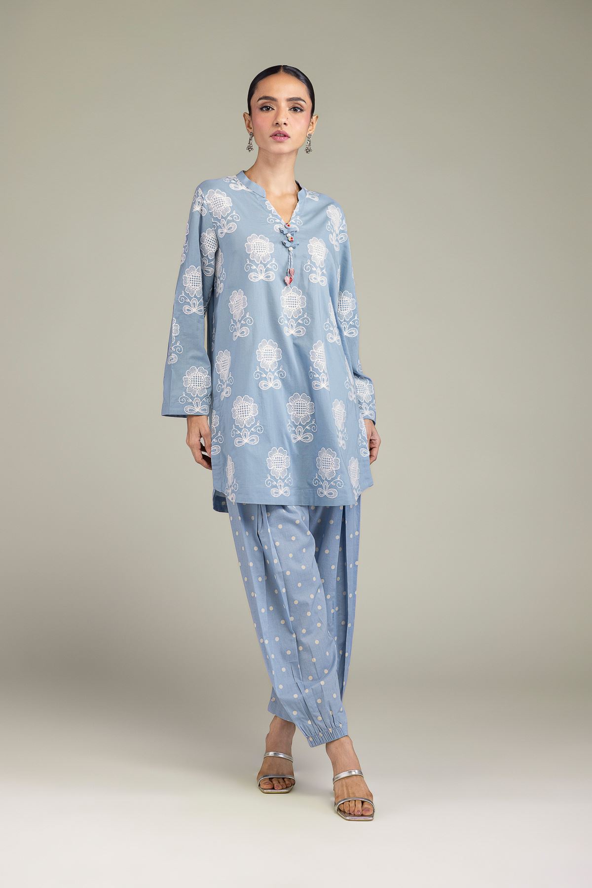 Embroidered Cambric Shalwar - 1-26-115-C-E-VG