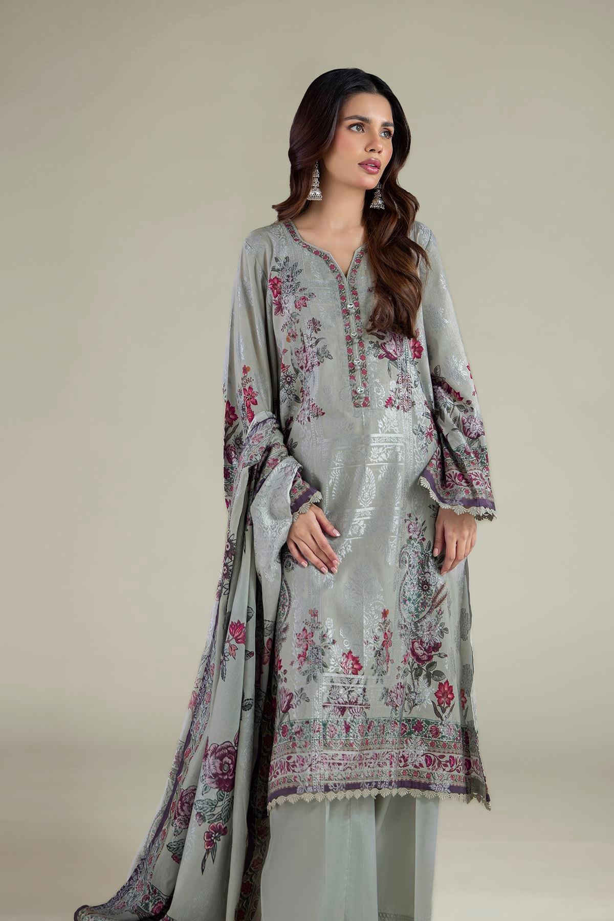 Printed Jacquard Floral Tailored 3-Piece - 2-26-308-A-G1-VG