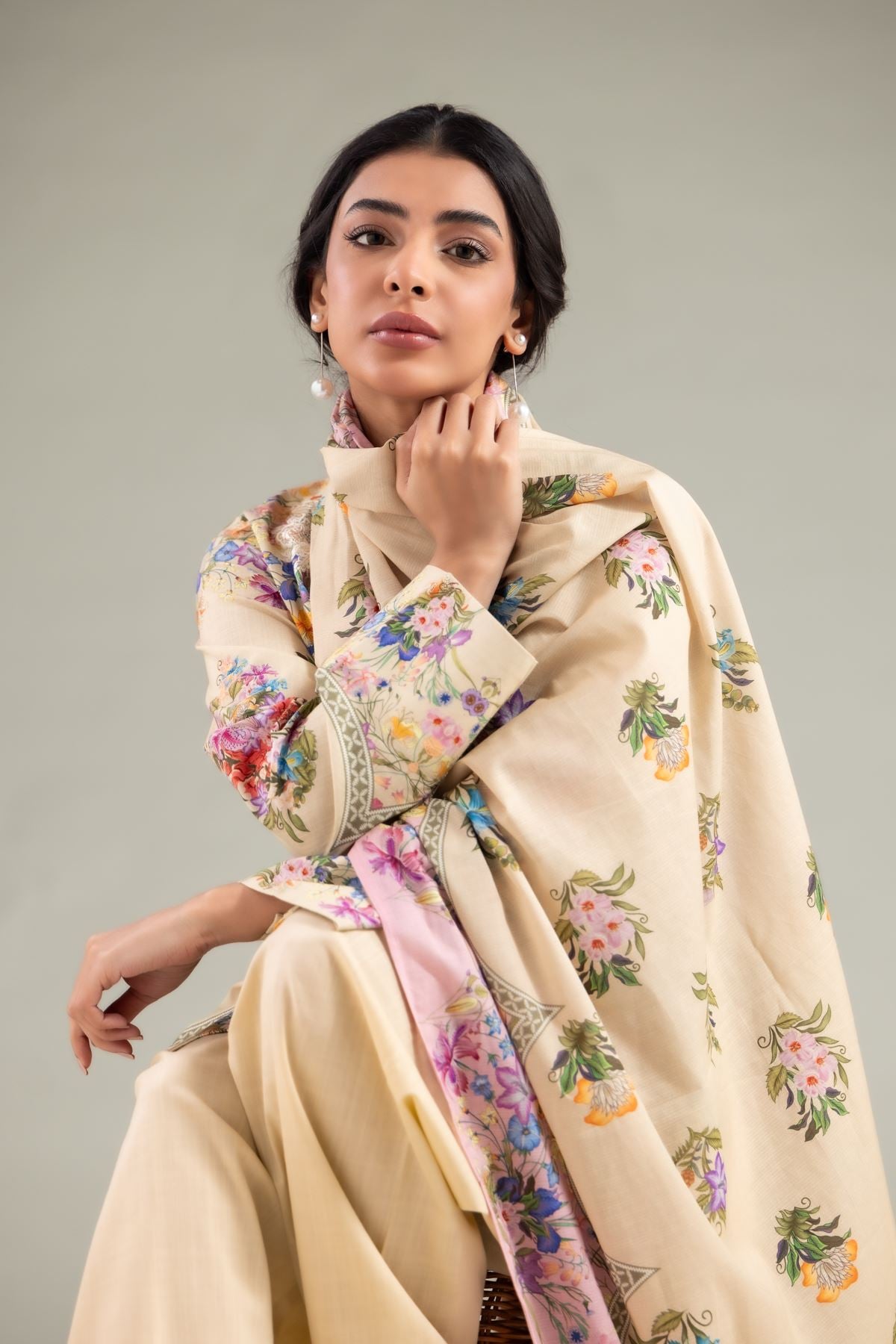 Printed Textured Lawn Dupatta - 1-26-130-C-C-VG