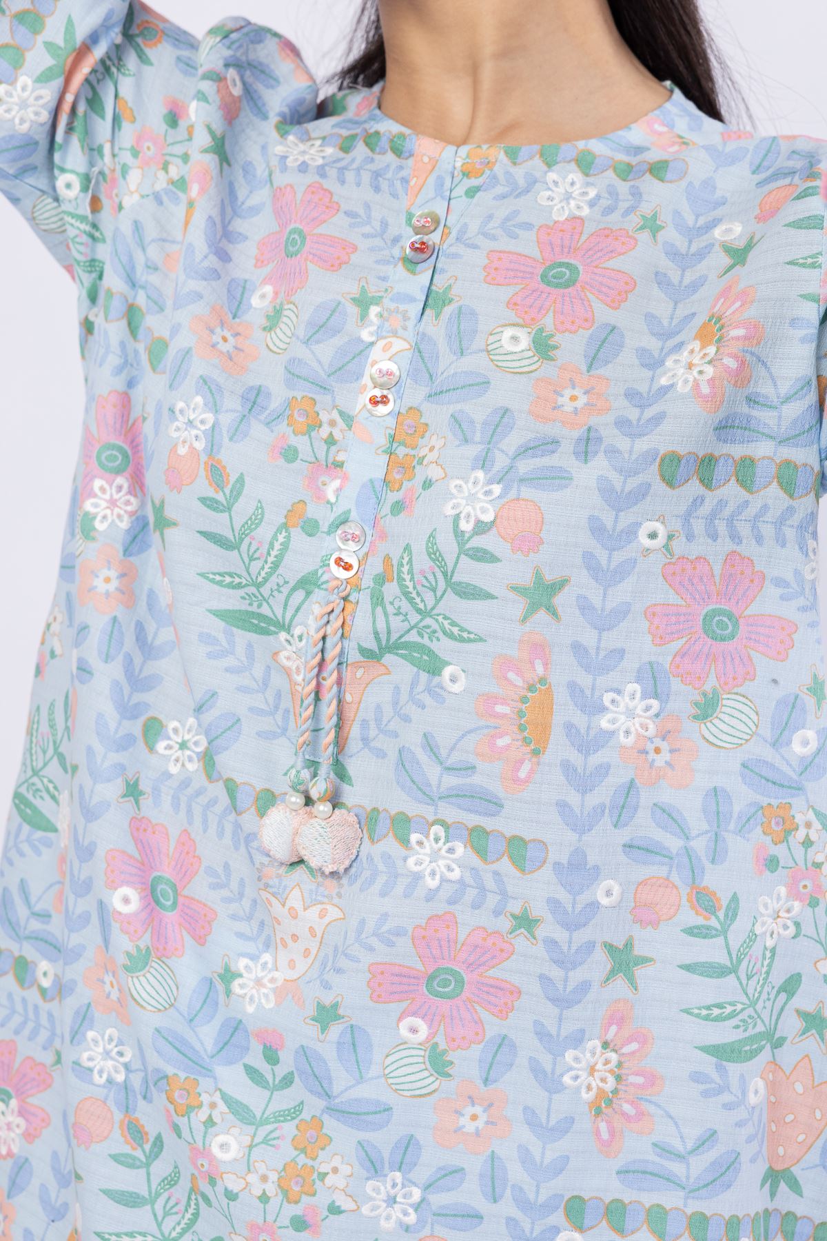 Embroidered Cotton Dobby Kurta - 25-07-7E5-08TA-VG
