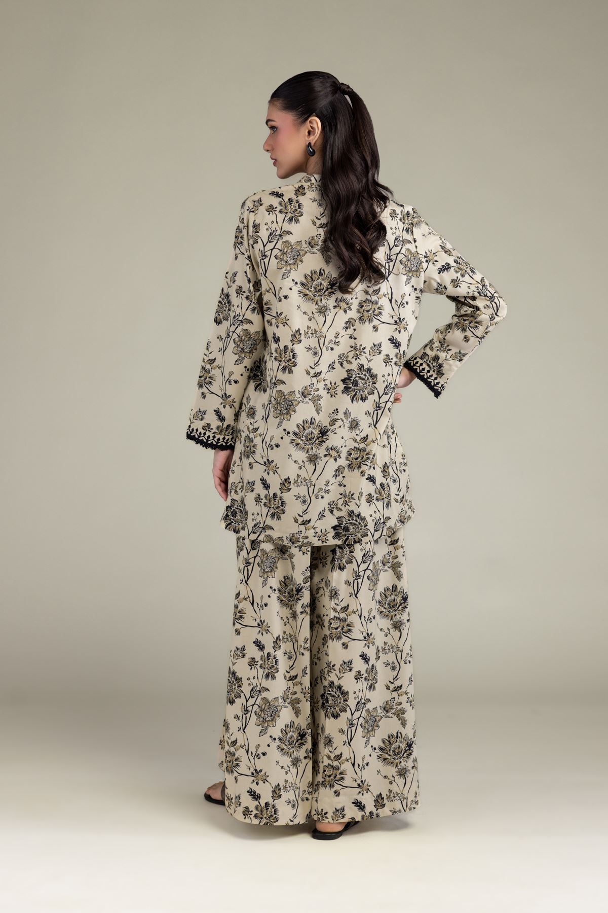 Printed Cotton Viscose Beige Floral Kurta - 1-26-213-A-B1-VG
