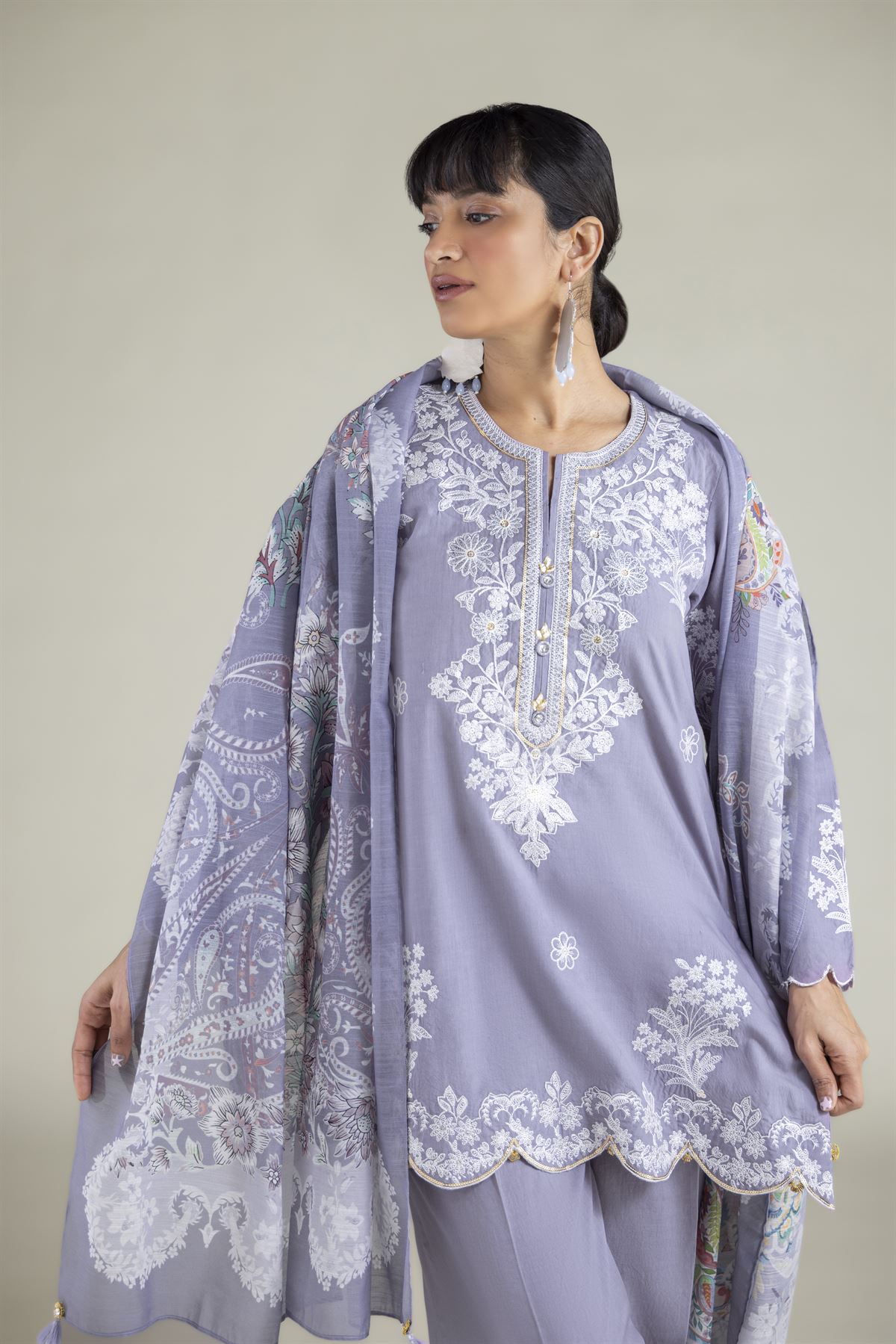 Embroidered Cambric Tailored Cambric 3-Piece - 6-26-204-A-H2-VG