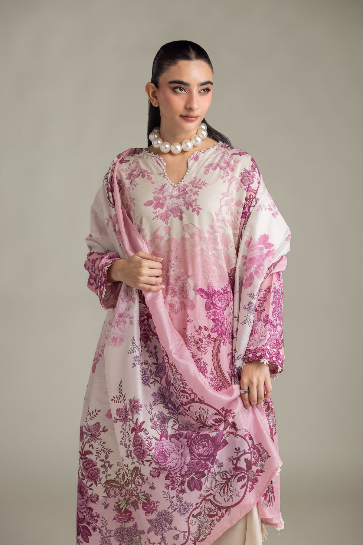 Printed Mesuri Floral Mesuri Dupatta - 2-26-202-A-D-VG