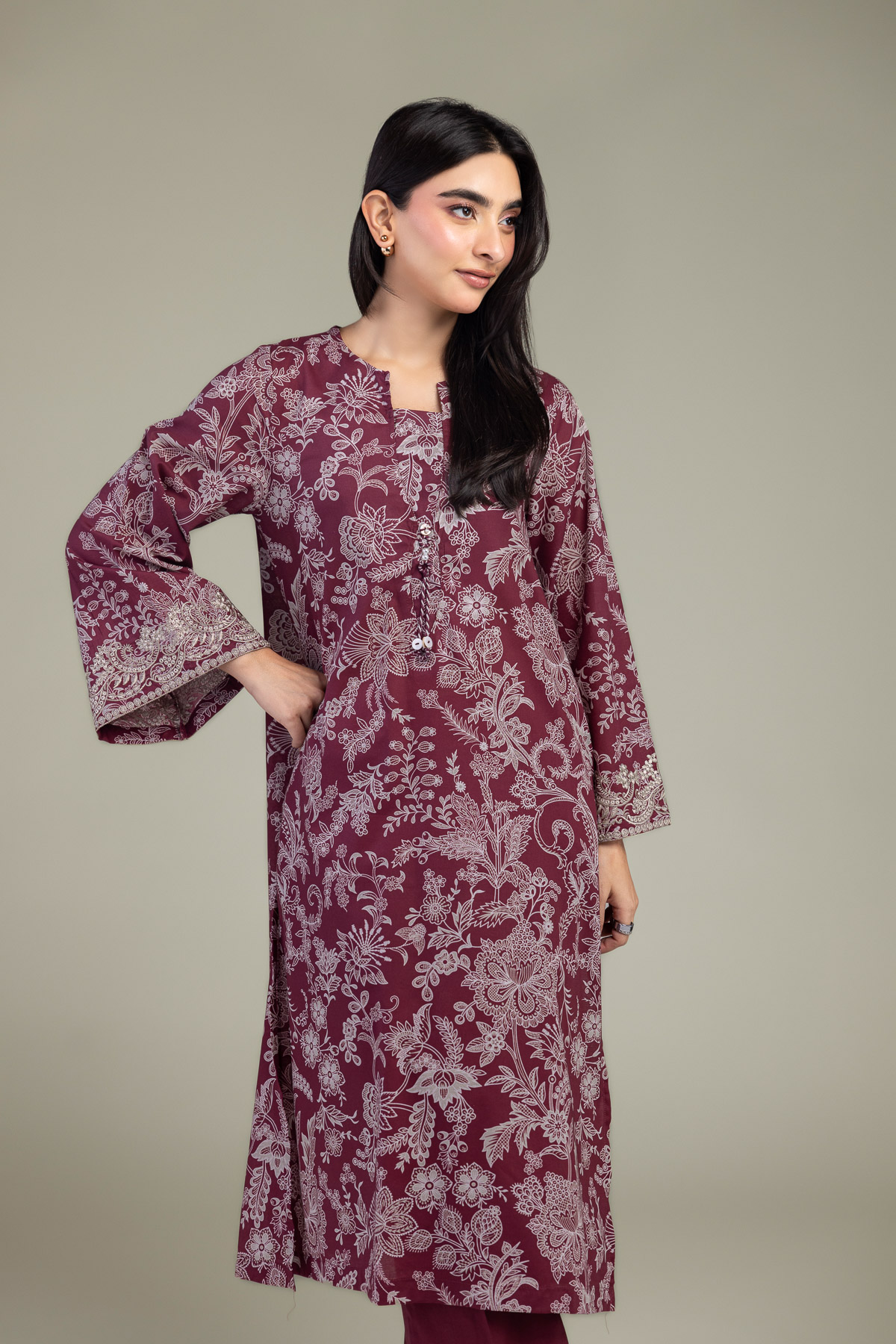 Embroidered Cambric Floral Cambric Kurta - 1-26-309-B-D1-VG